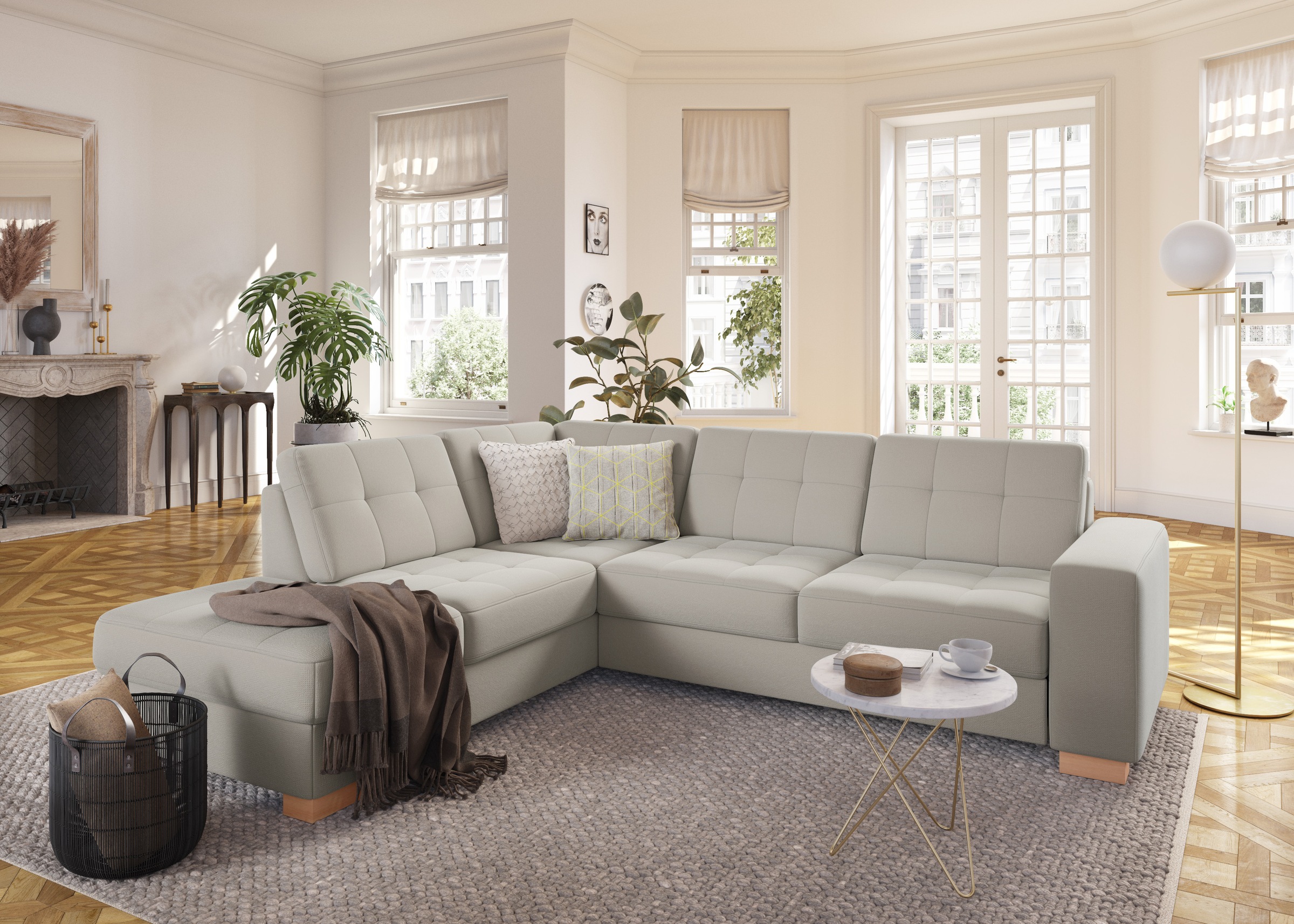 sit&more Ecksofa »Quincy L-Form«, wahlweise mit Bettfunktion und Bettkasten