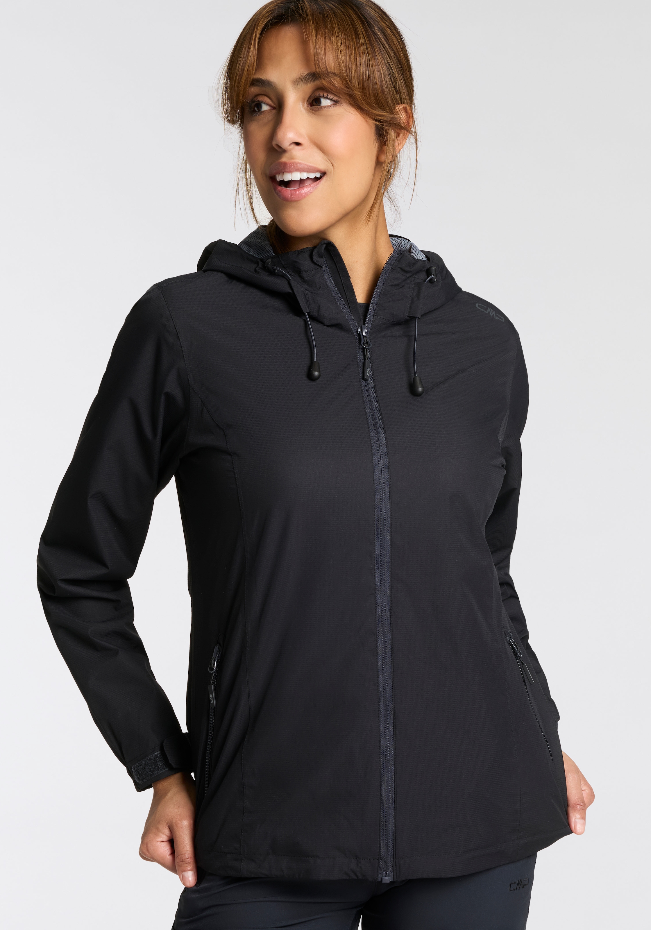 Regenjacke 1 Stk. tlg. mit Kapuze Atmungsaktiv & Winddicht & Wasserdicht, Gr. 40, nero