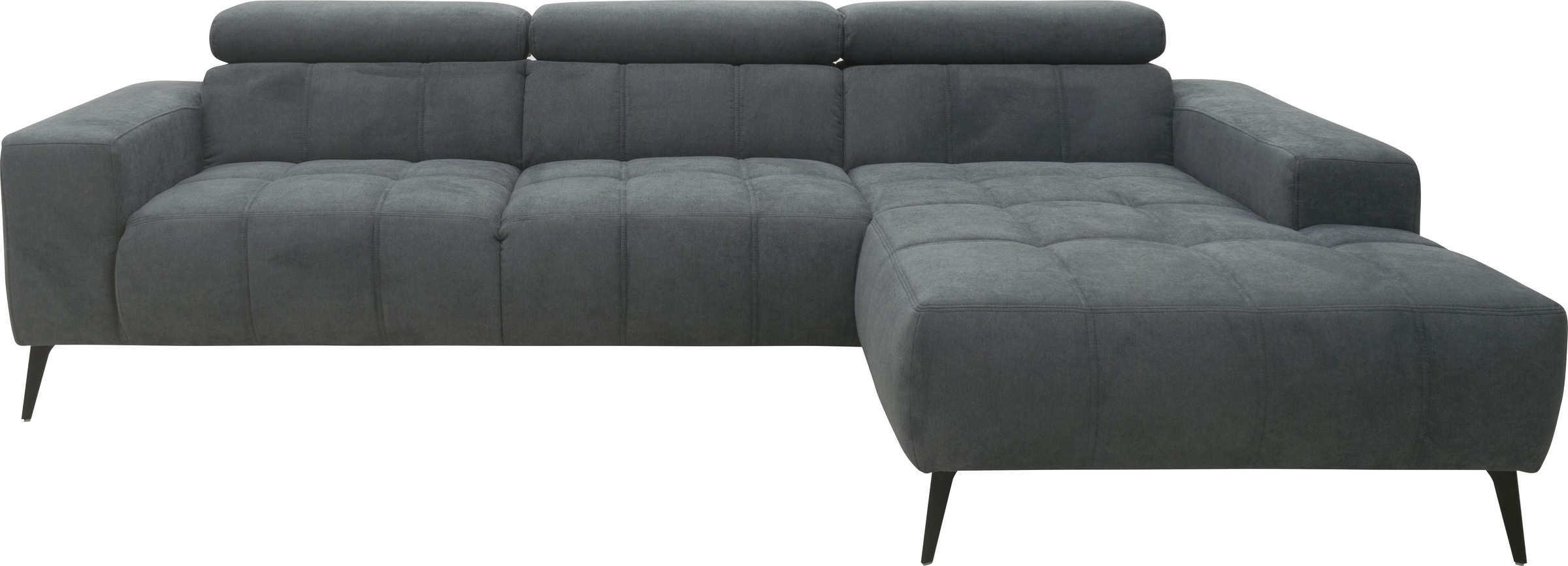 DOMO collection Ecksofa »Trento L-Form, mit Kufenfuß oder Einzelfuß«, wahlweise mit Kopfteilverstellung, Recamiere links/rechts bestellbar