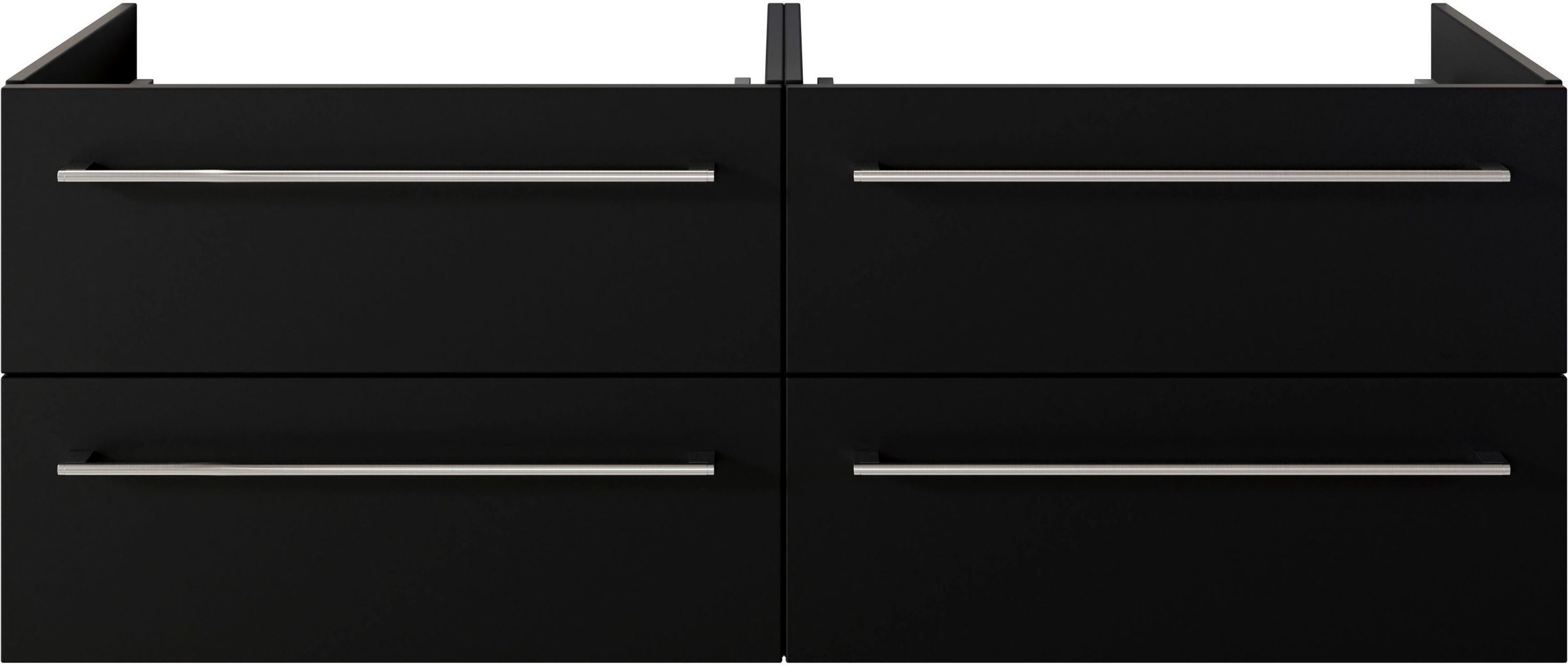 Saphir Badmöbel-Set »Serie 6025 2-teilig Mineralmarmor-Waschtisch mit LED-Spiegelschrank«, (2 St.), Waschplatz 132cm breit, 4 Schubladen, 2 Spiegel-Türen, inkl Türdämpfer