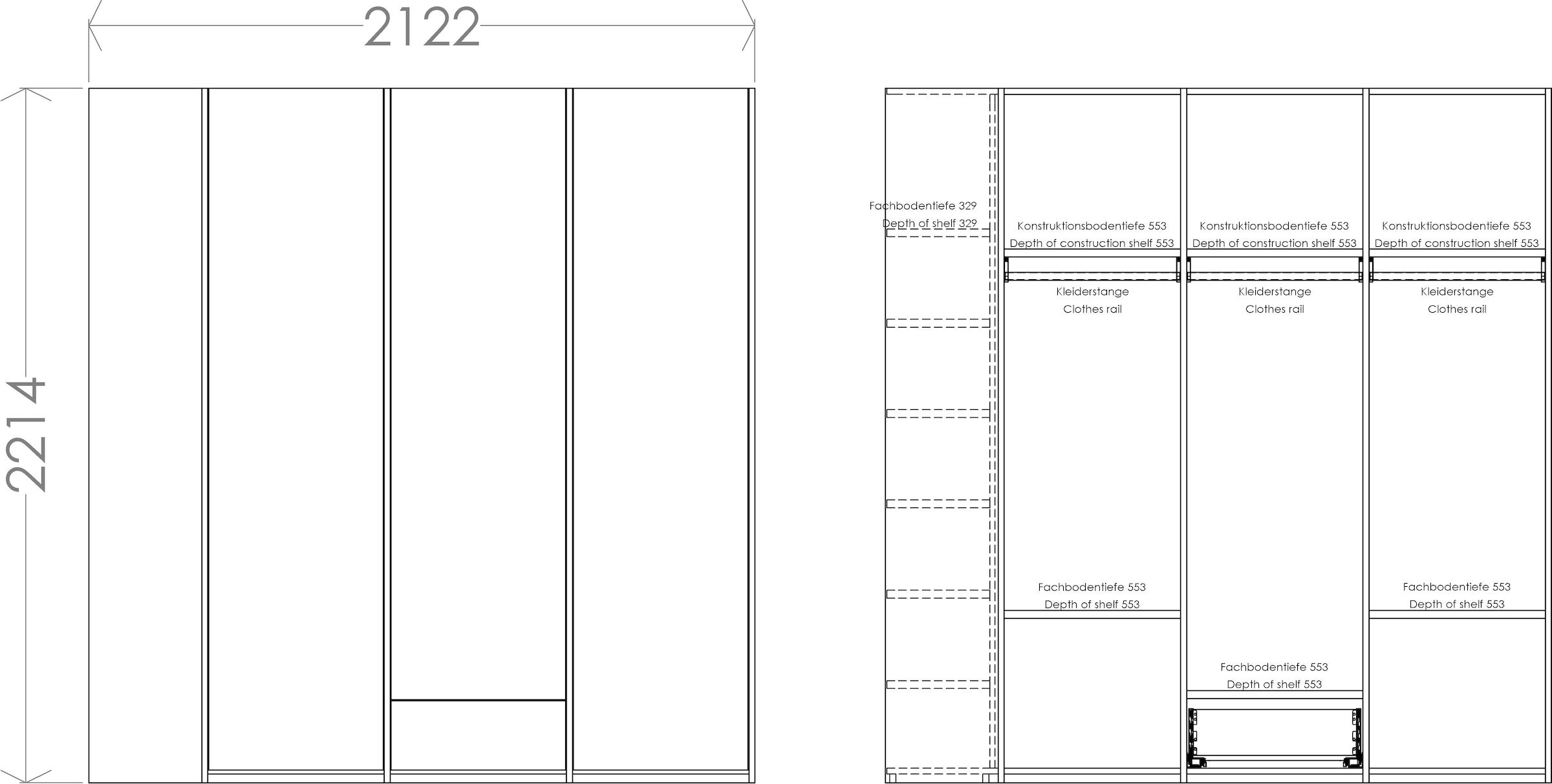 Variante Schublade, online SMALL bestellen links rechts montierbar 3«, Müller LIVING Anbauregal Plus »Modular oder Kleiderschrank geräumige