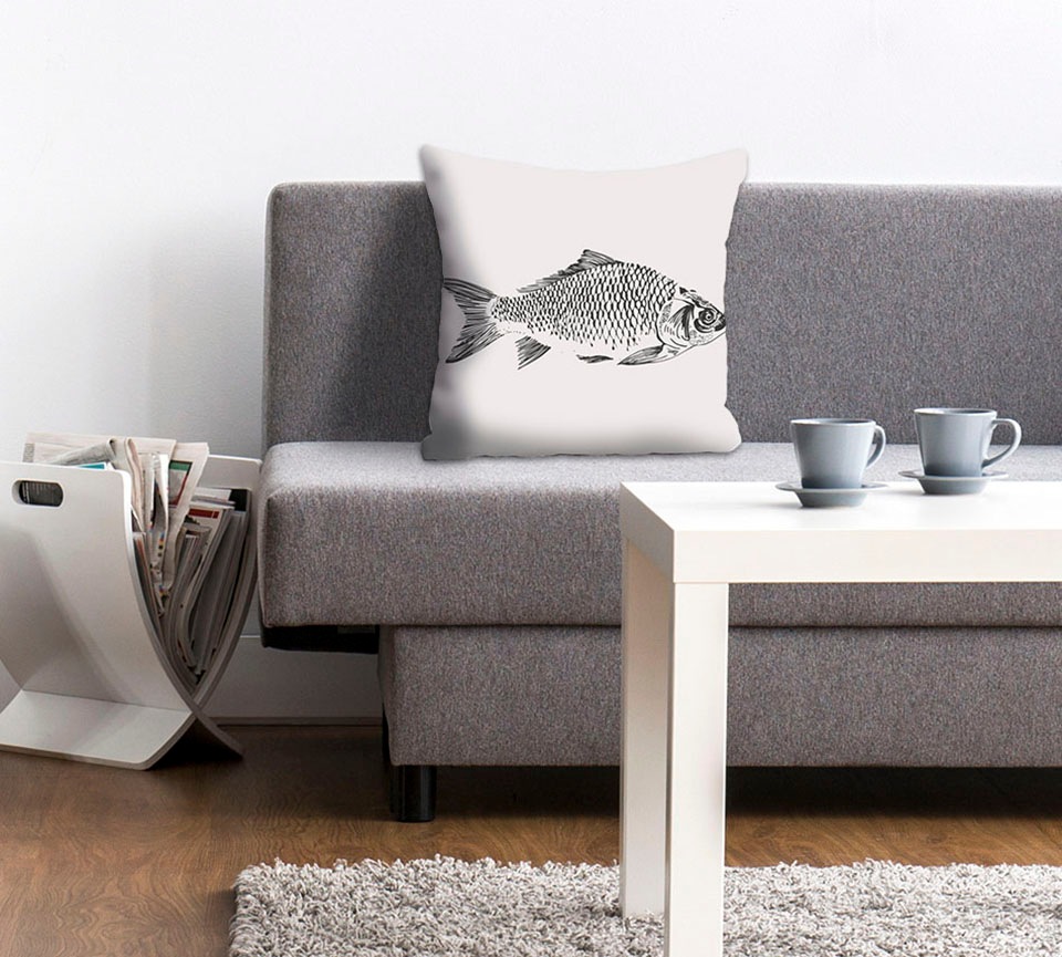 queence Dekokissen »Dennis«, Kissenhülle,Fisch,Weißer Hintergrund,Meer,Mari günstig online kaufen