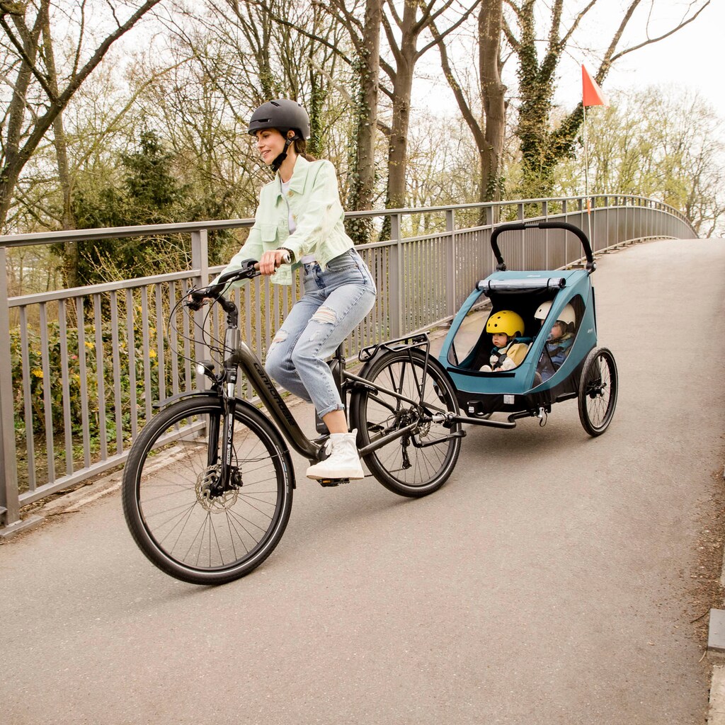 Hauck Fahrradkinderanhänger »2in1 Bike Trailer und Buggy Dryk Duo, melange grey«, für 2 Kinder; inklusive Deichsel