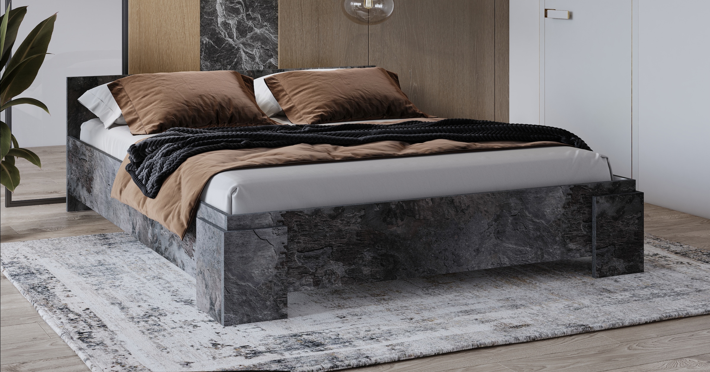 INOSIGN Bettgestell »India, FSC-zertifizierter Holzwerkstoff, Made in Europe«, Doppelbett 160x200 oder 180x200cm, weiß oder schieferfarben