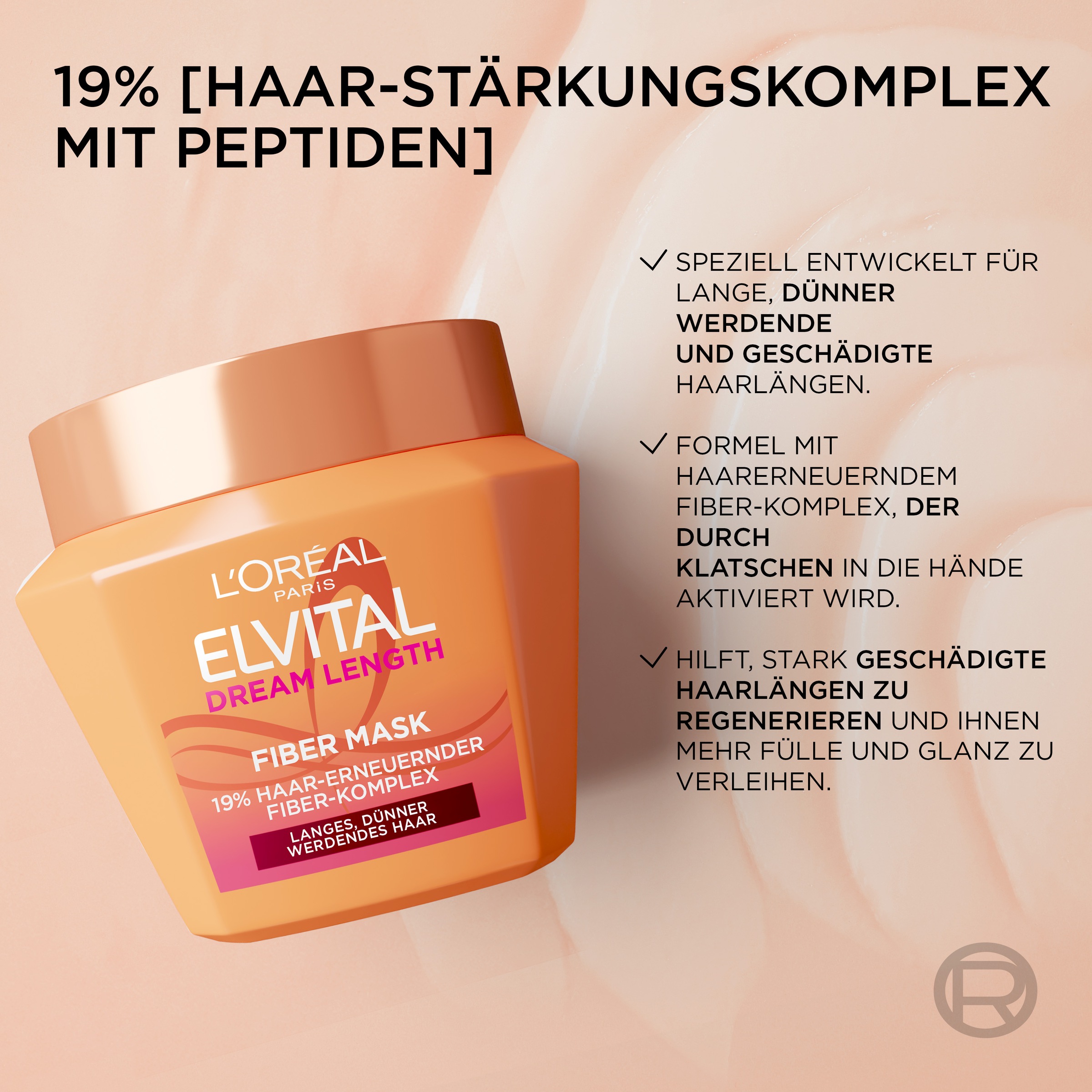 L'ORÉAL PARIS Haarmaske »ELVITAL DREAM LENGTH FIBER MASK« für langes, dünner werdendes Haar
