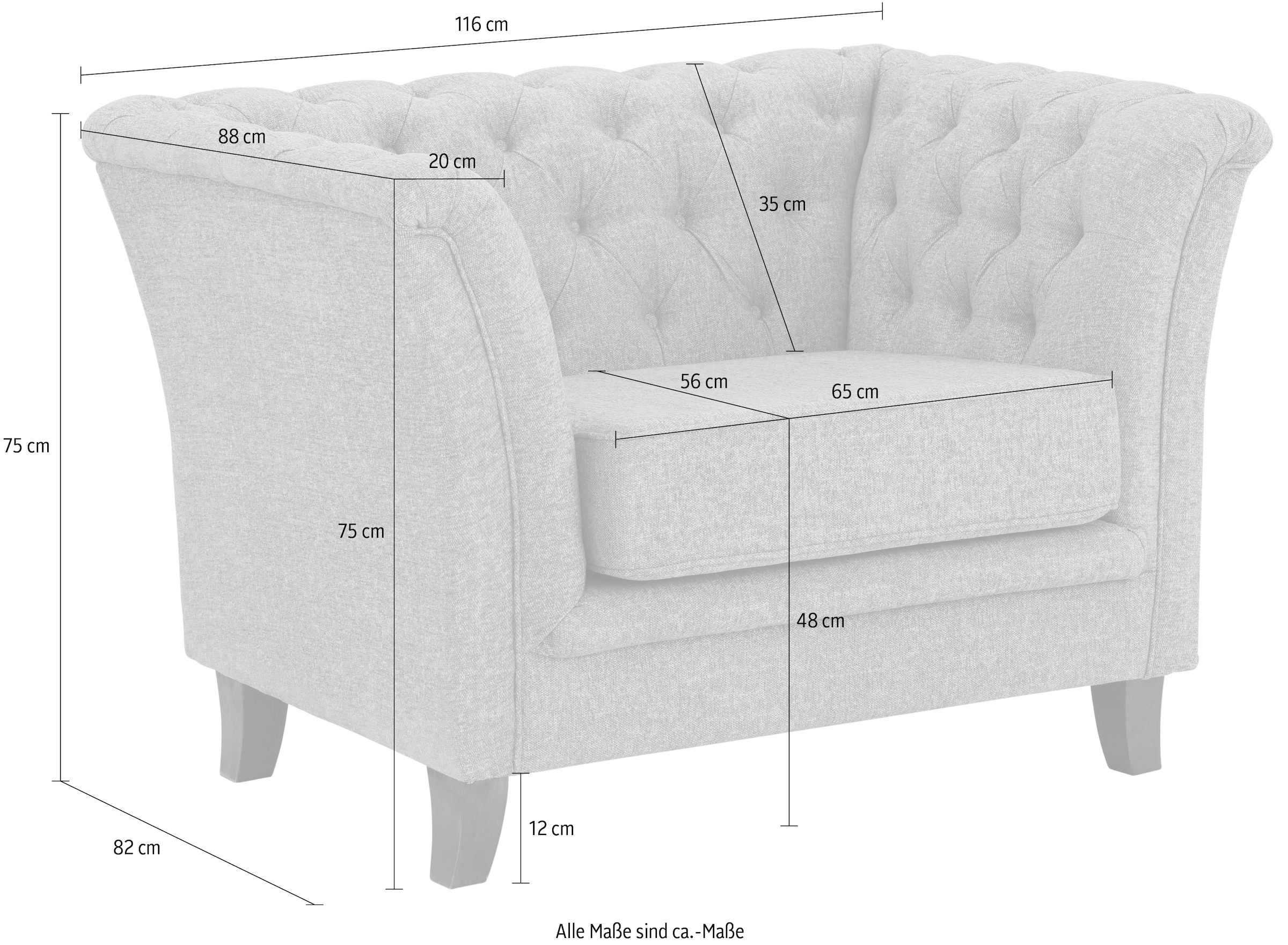 Home affaire Chesterfield-Sessel »Dover«, passend zur "Dover"-Serie mit Knopfheftung und losem Sitzkissen