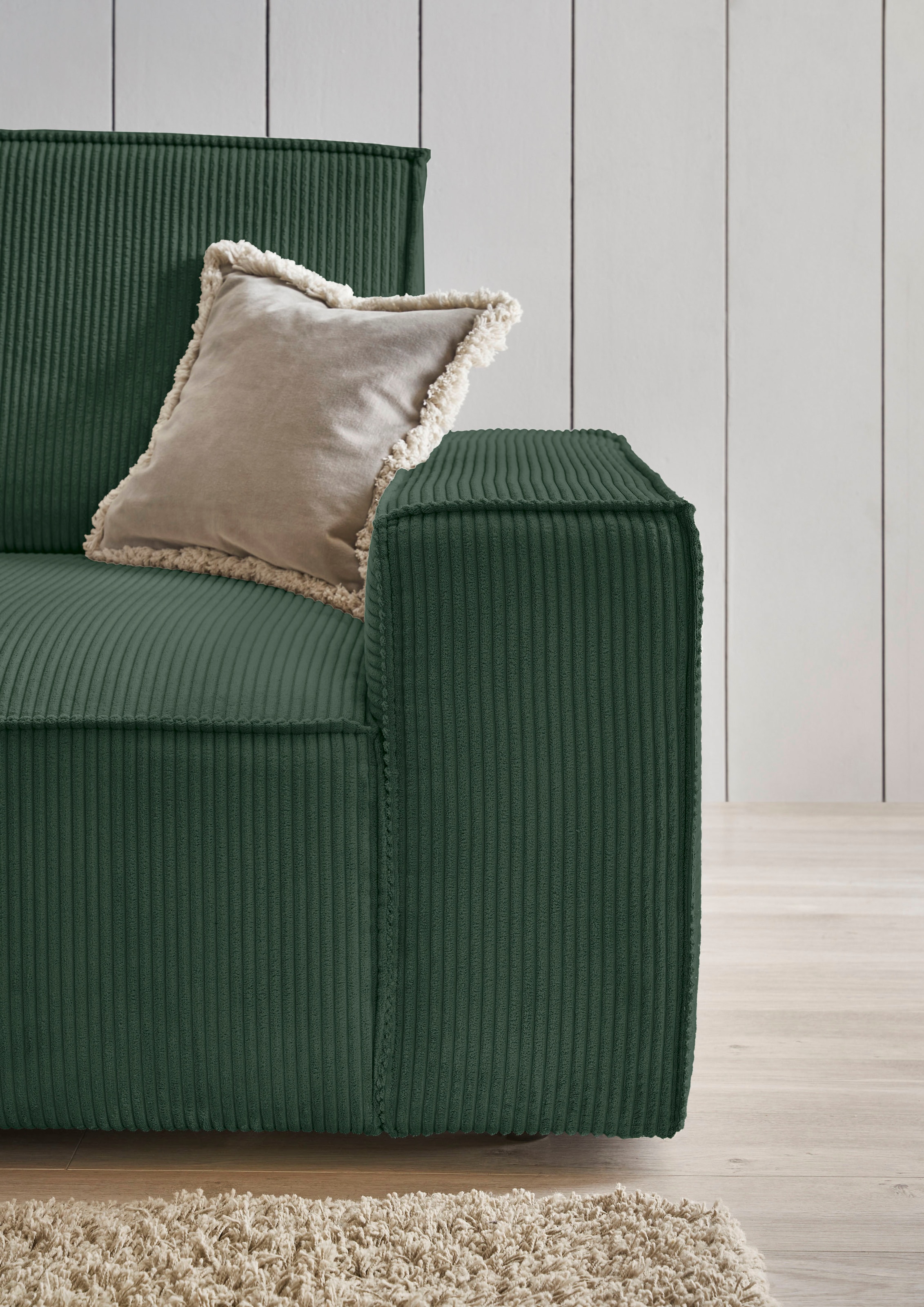 Home affaire Polsterecke »NEU: SHERWOOD XXL tief, L-Form mit Schlaffunktion, Big-Sofa mit Hocker«, (Set, 2 St.), stellbar zum Schlafsofa (Krokodilverbinder), Cord, Leinenoptik