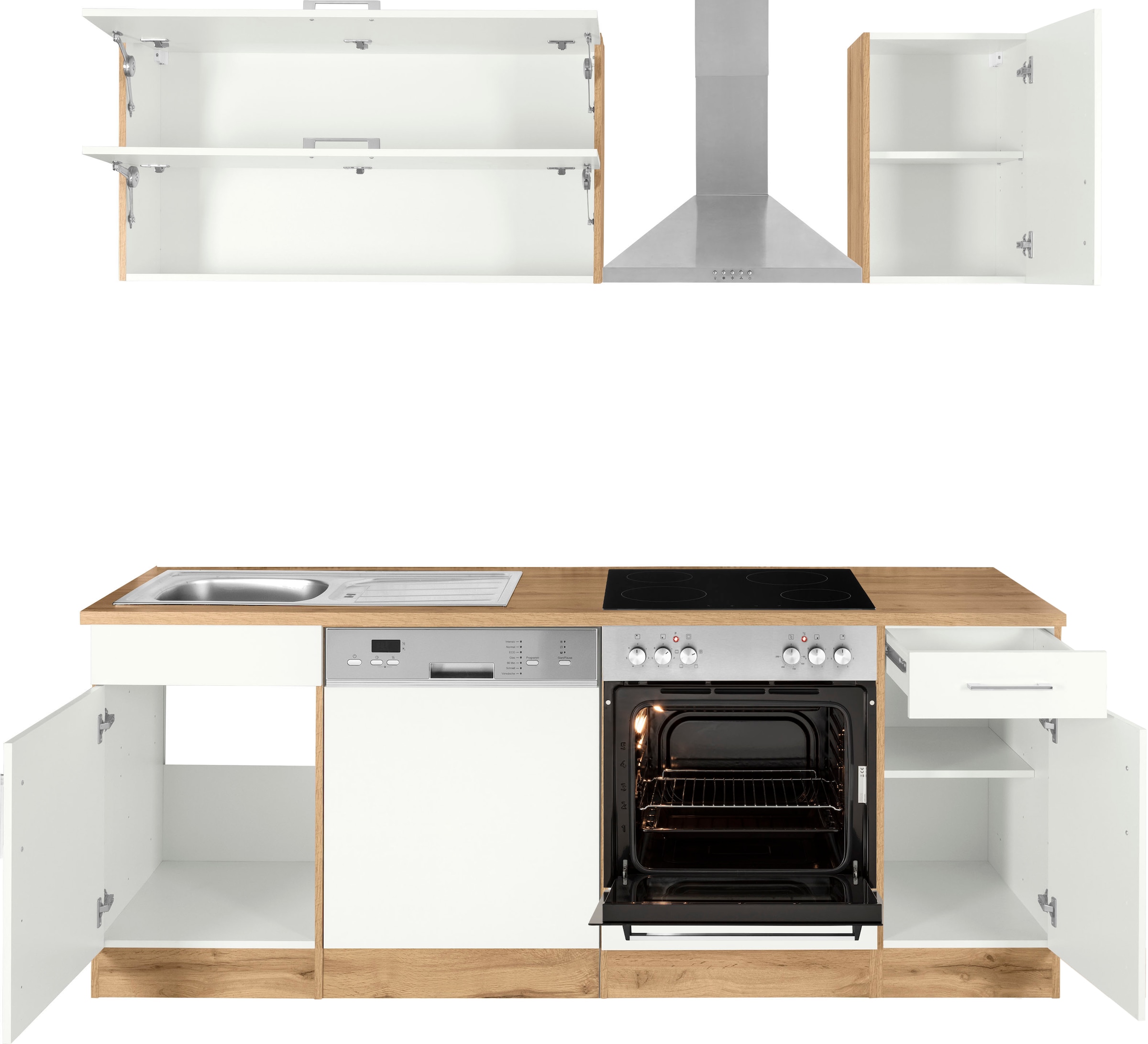KOCHSTATION Küchenzeile »KS-Colmar«, mit E-Geräten, Breite 210 cm
