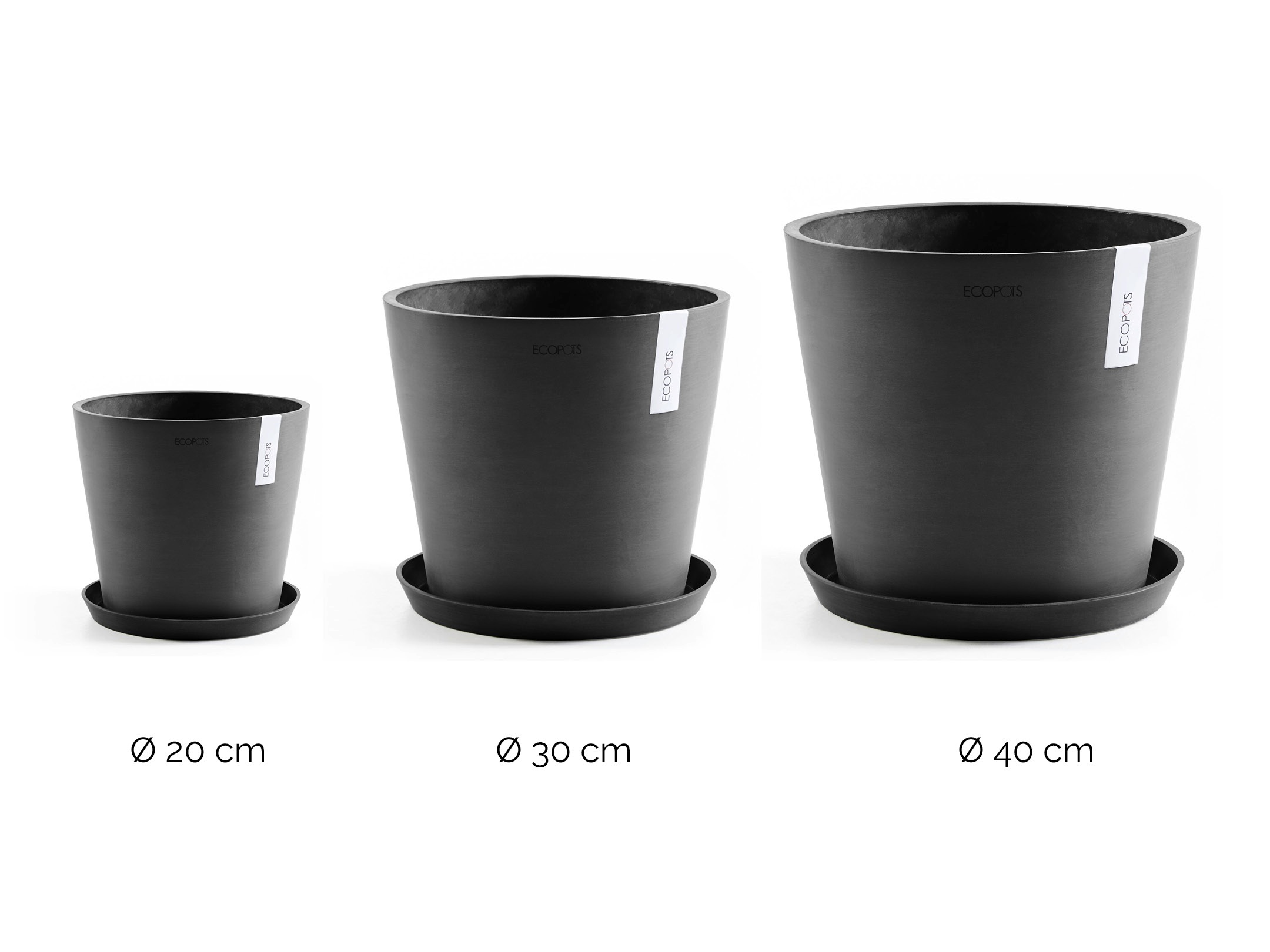 ECOPOTS Blumentopf »Amsterdam«, (Set, 3 St.), verschiedene Größen mit passendem Untersetzer