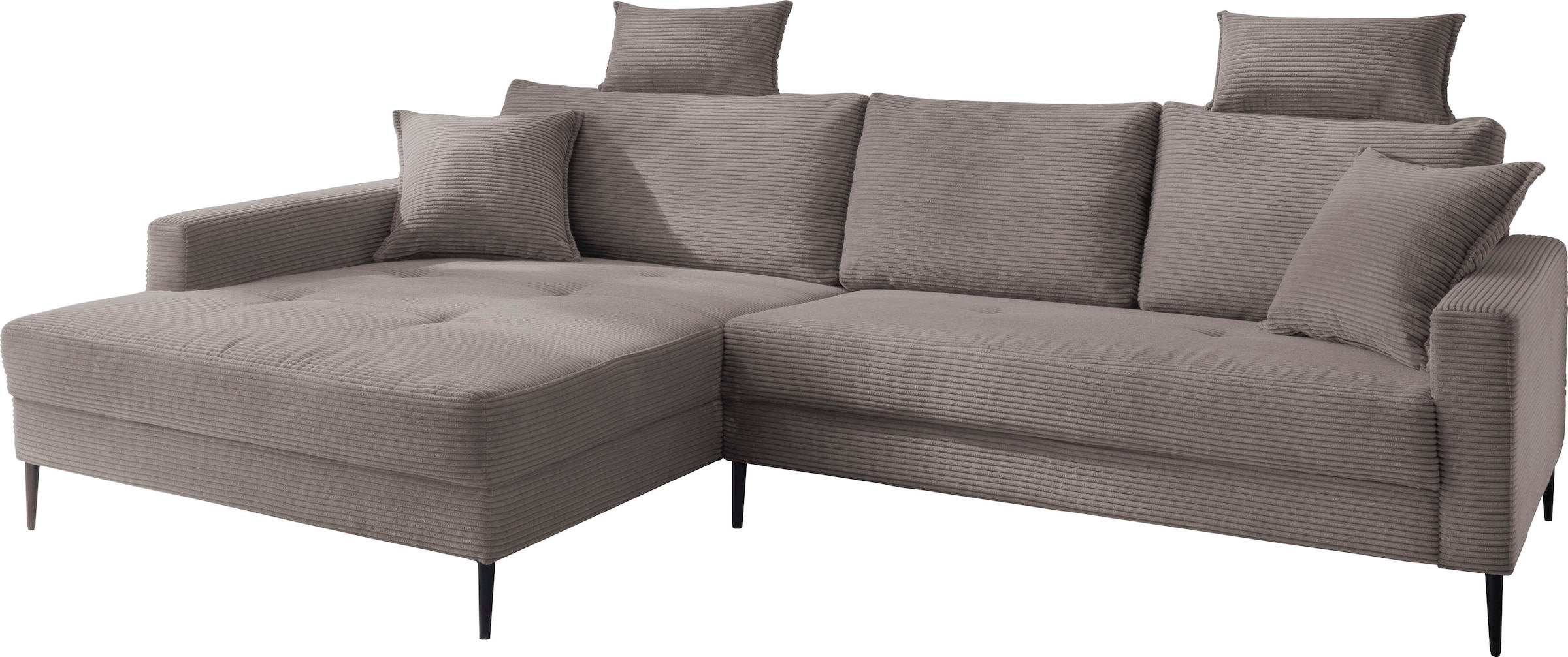 Trends by HG Ecksofa »Summer L-Form« in Cord-Stoff mit Metallfuß günstig online kaufen
