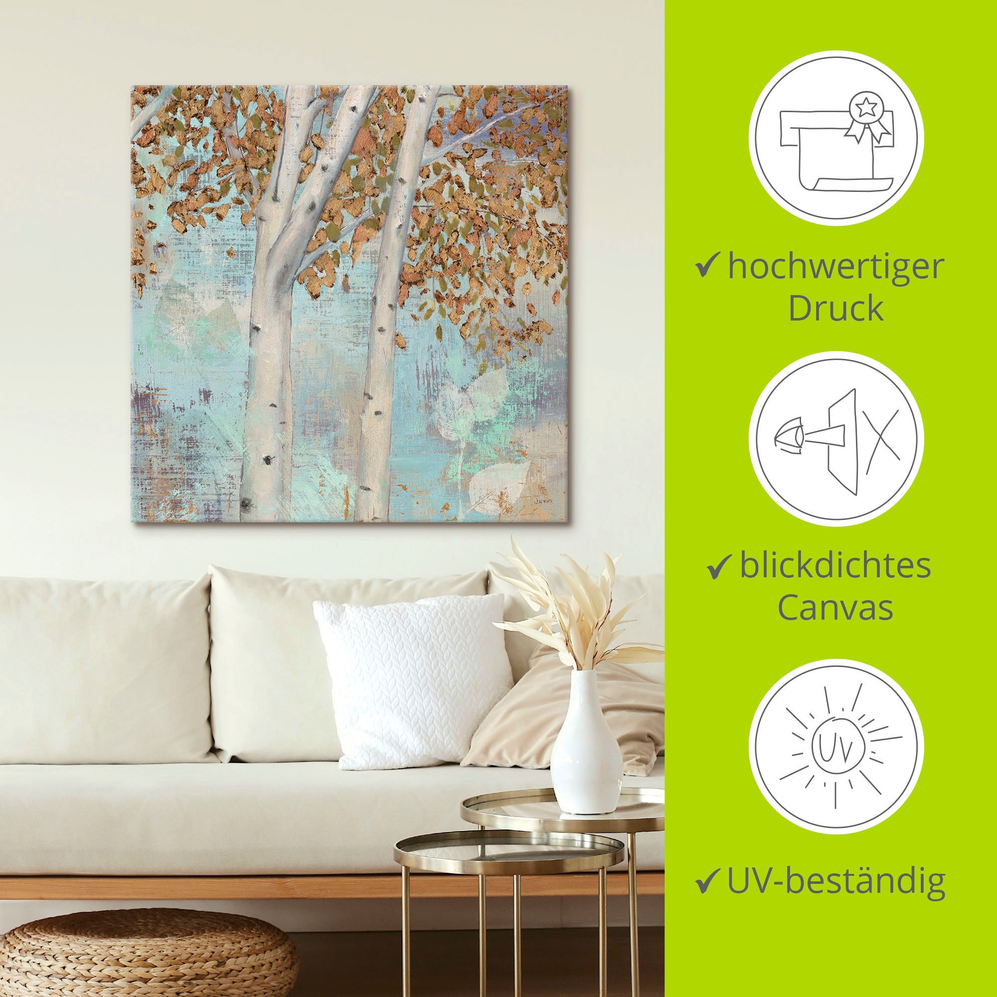 Artland Wandbild »Goldener Wald II«, Bäume, (1 St.), als Leinwandbild, Poster in verschied. Größen