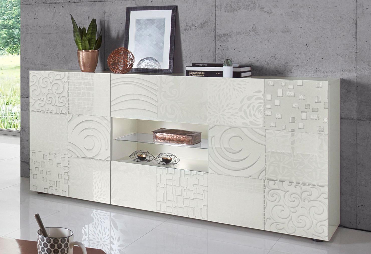 INOSIGN Sideboard »Miro«, Breite 181 cm mit dekorativem Siebdruck