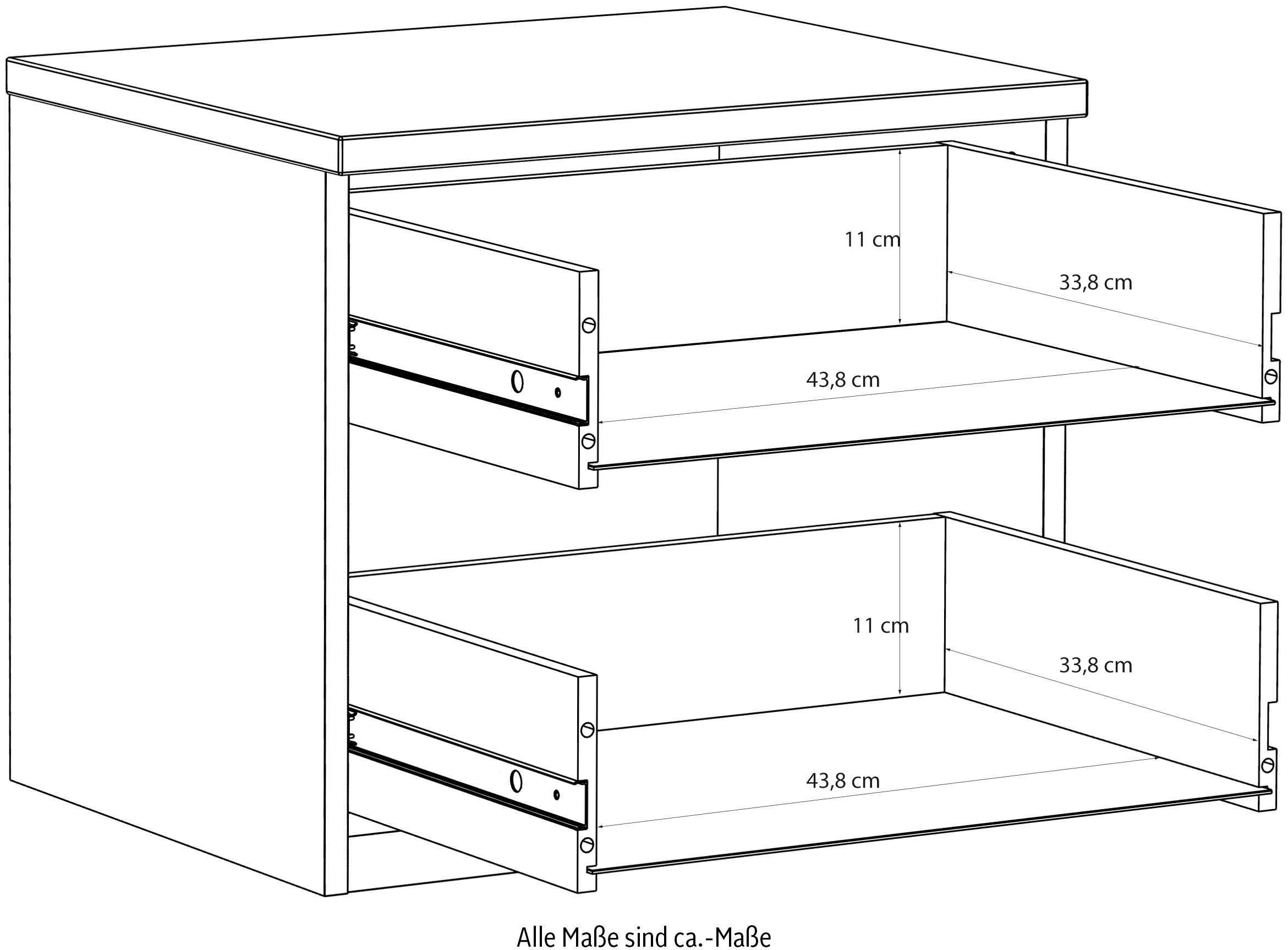 FORTE Nachtkommode B/H/T 50,4/44,3/41,5 cm  Nako ohne Griffe