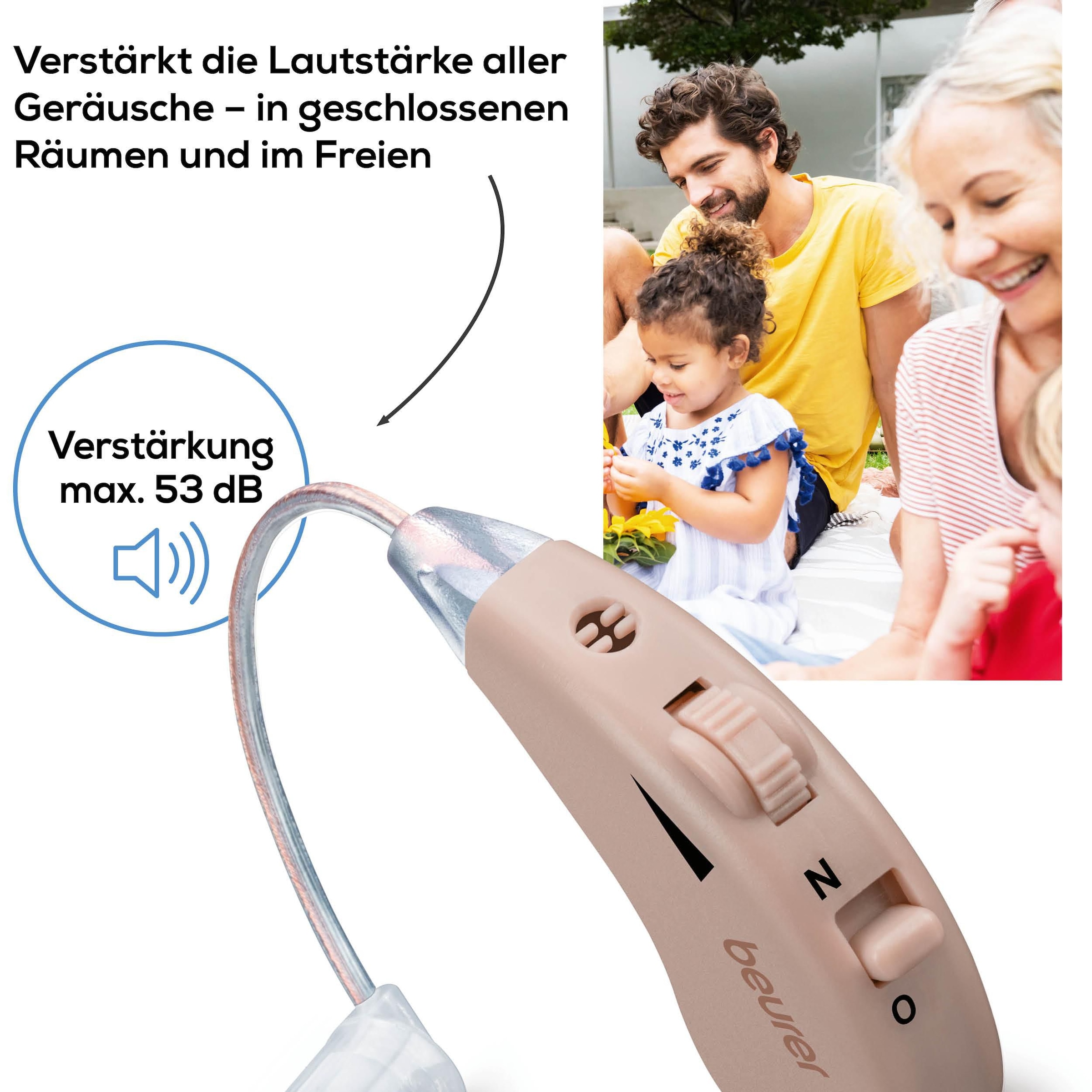 BEURER Hörverstärker »HA 55, 2er Set zur beidseitigen Versorgung, 3 Aufsätze«, Wiederaufladbar mit 10 Stunden Akkulaufzeit