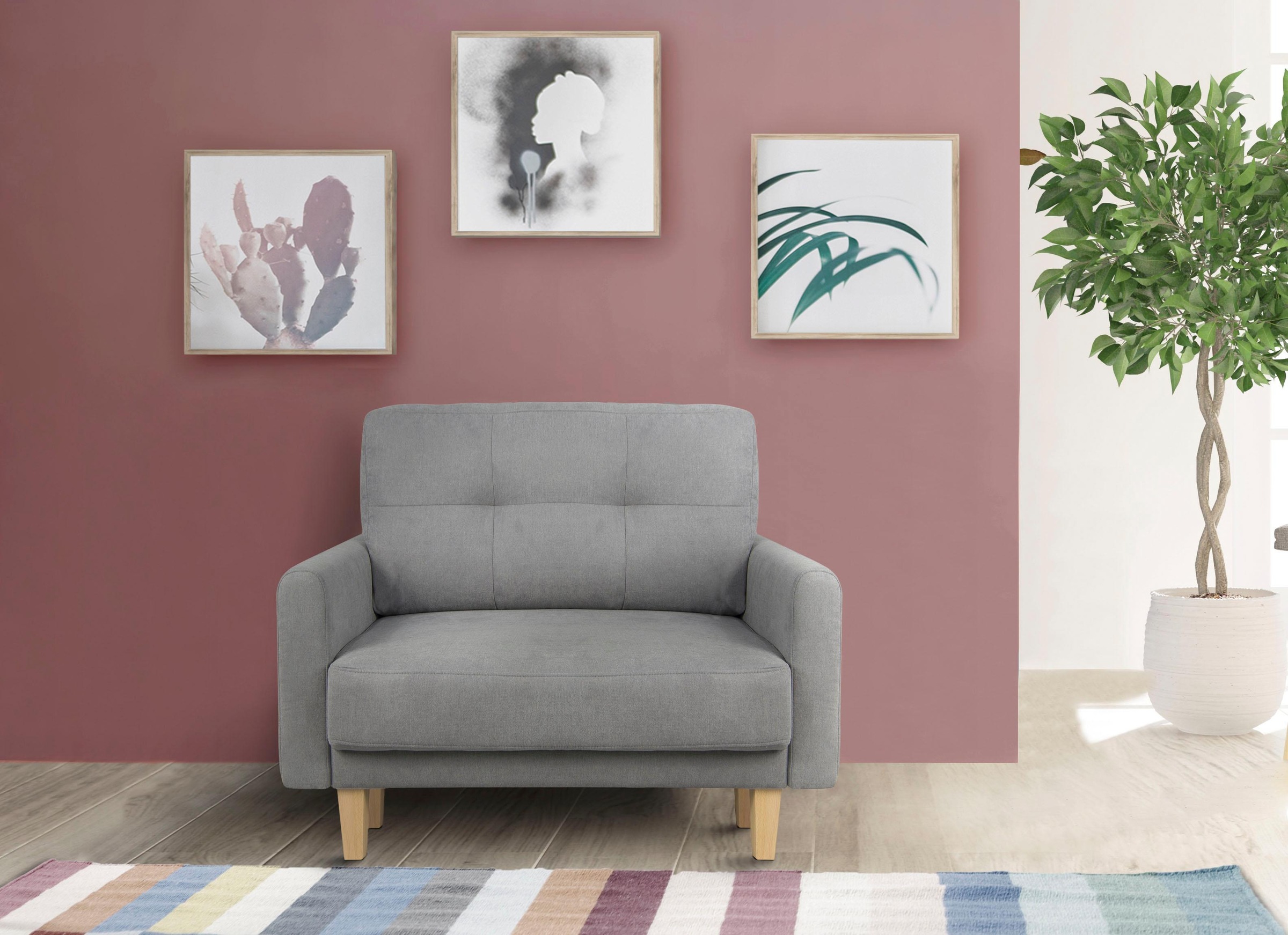 Home affaire Sessel »TRIPLO Relaxsessel mit Wellenunterfederung, Maße B/T/H: 95/100/89 cm«, Polstersessel mit Steppung im Rückenkissen, hohe Qualität