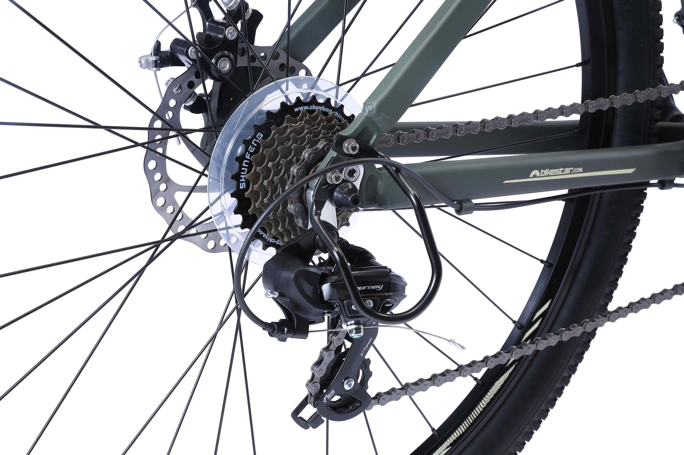 Bikestar Mountainbike, 21 Gang, Shimano, RD-TY300 Schaltwerk, Kettenschaltung, für Damen und Herren, Kettenschaltung