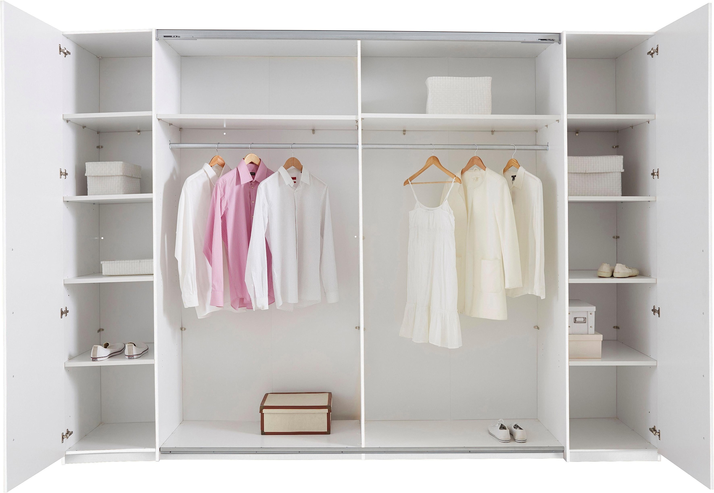 Schlafkontor Schwebetürenschrank »Kleiderschrank Drehtürenschrank Schrank Garderobe MEGA«, mit Dreh- und Schwebetüren und Spiegel, viele Böden
