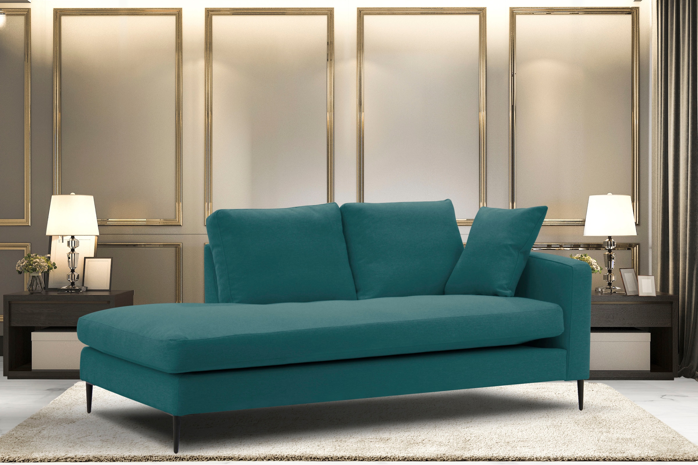 Home affaire Recamiere »Cozy Chaiselongue, Maße B/T/H: 195/97/80 cm« mit lo günstig online kaufen