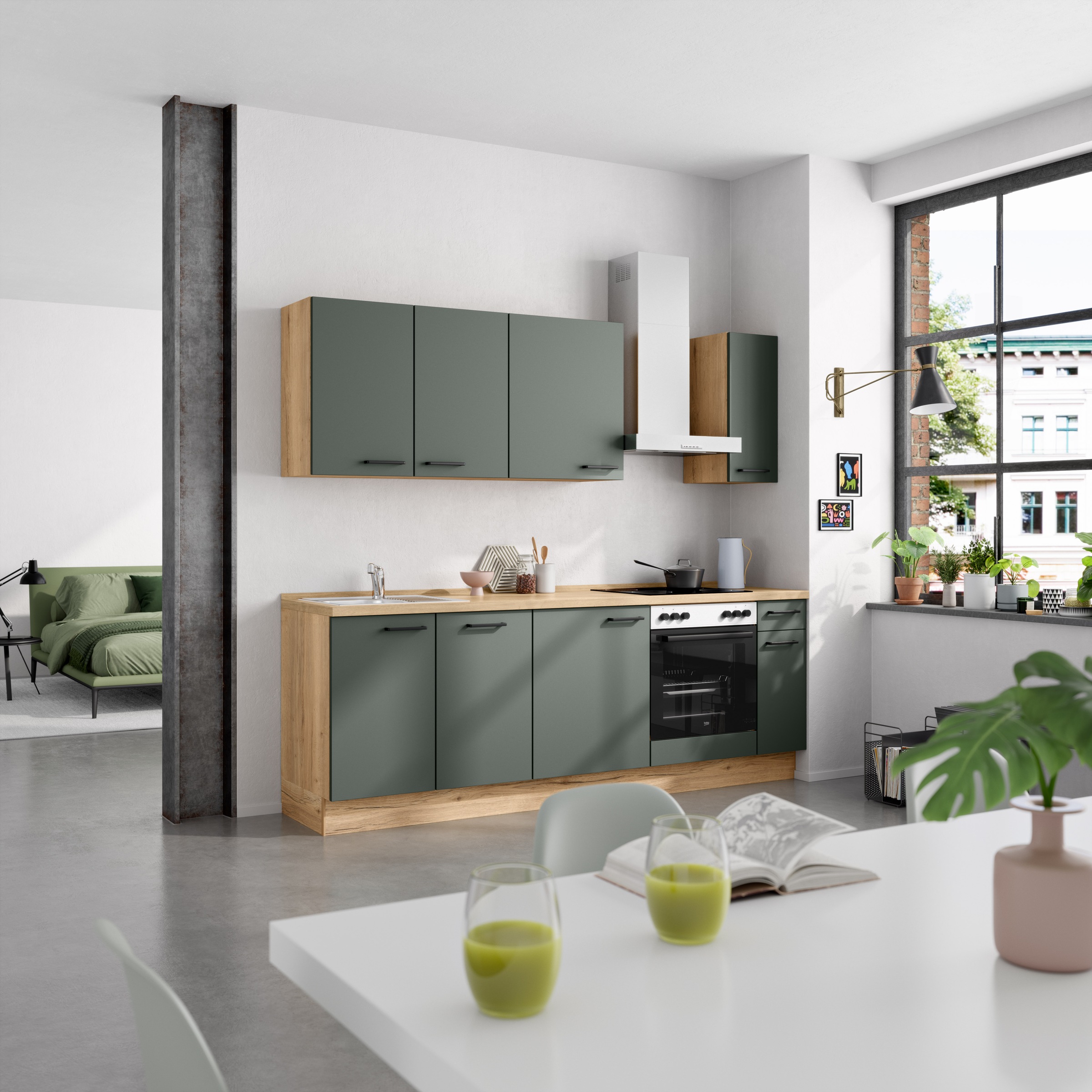 nobilia® Küchenzeile »"Easytouch I"«, vormontiert, Ausrichtung wählbar, Breite 240 cm, wahlw. mit E-Geräten