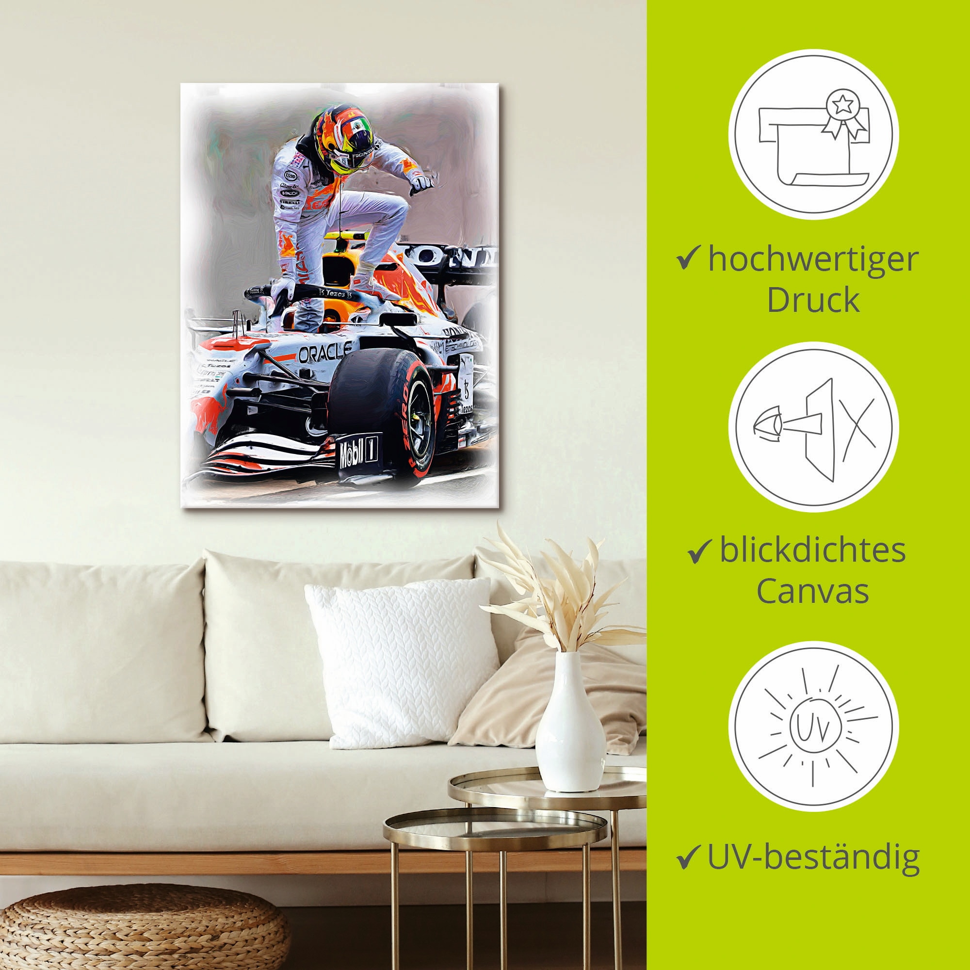 Artland Leinwandbild »Sergio Pérez alias Checo«, Auto, (1 St.), auf Keilrahmen gespannt