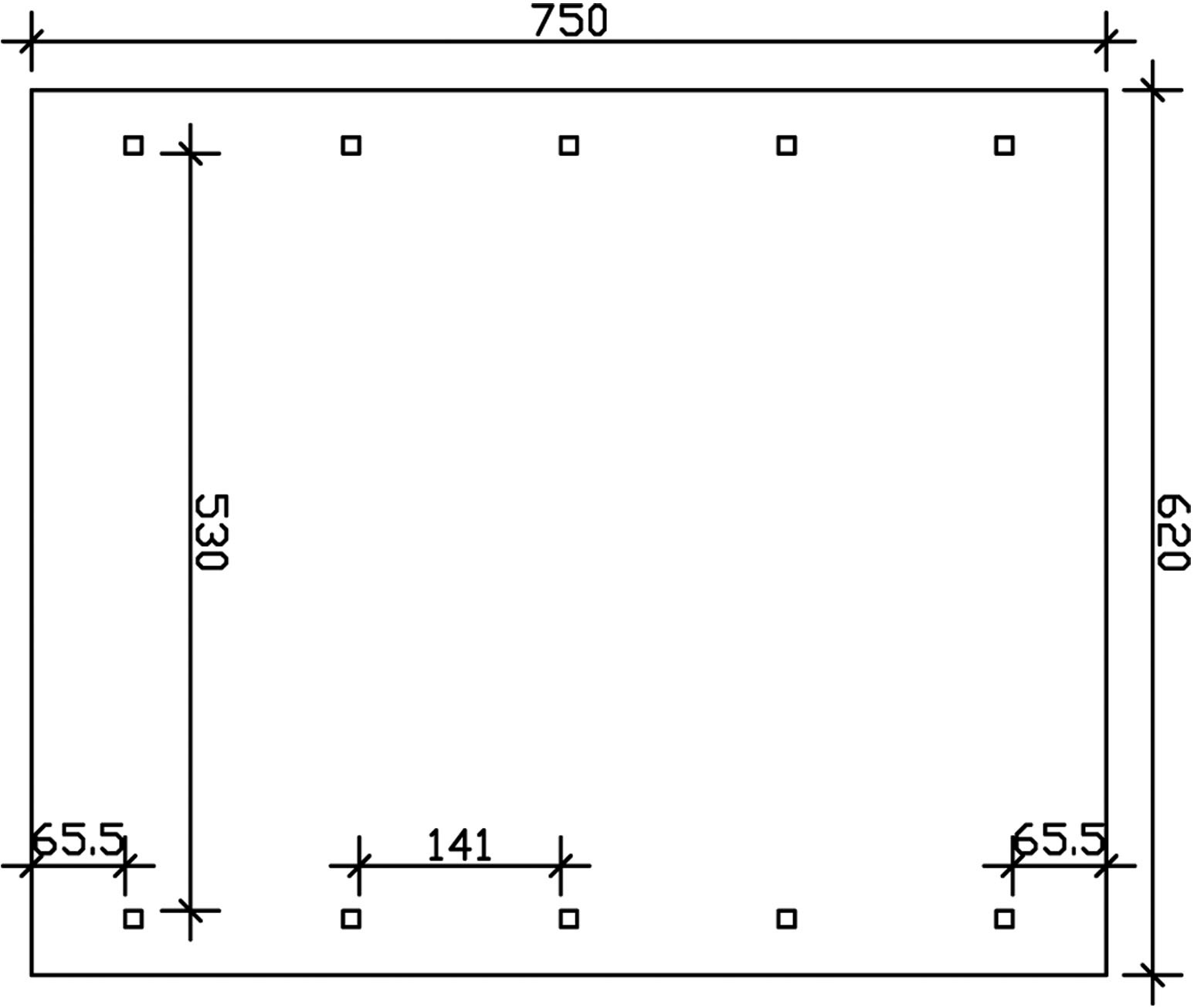 Skanholz Doppelcarport »Wallgau«, Nadelholz, 530 cm, Nussbaum, 620x750cm, mit Dachlattung