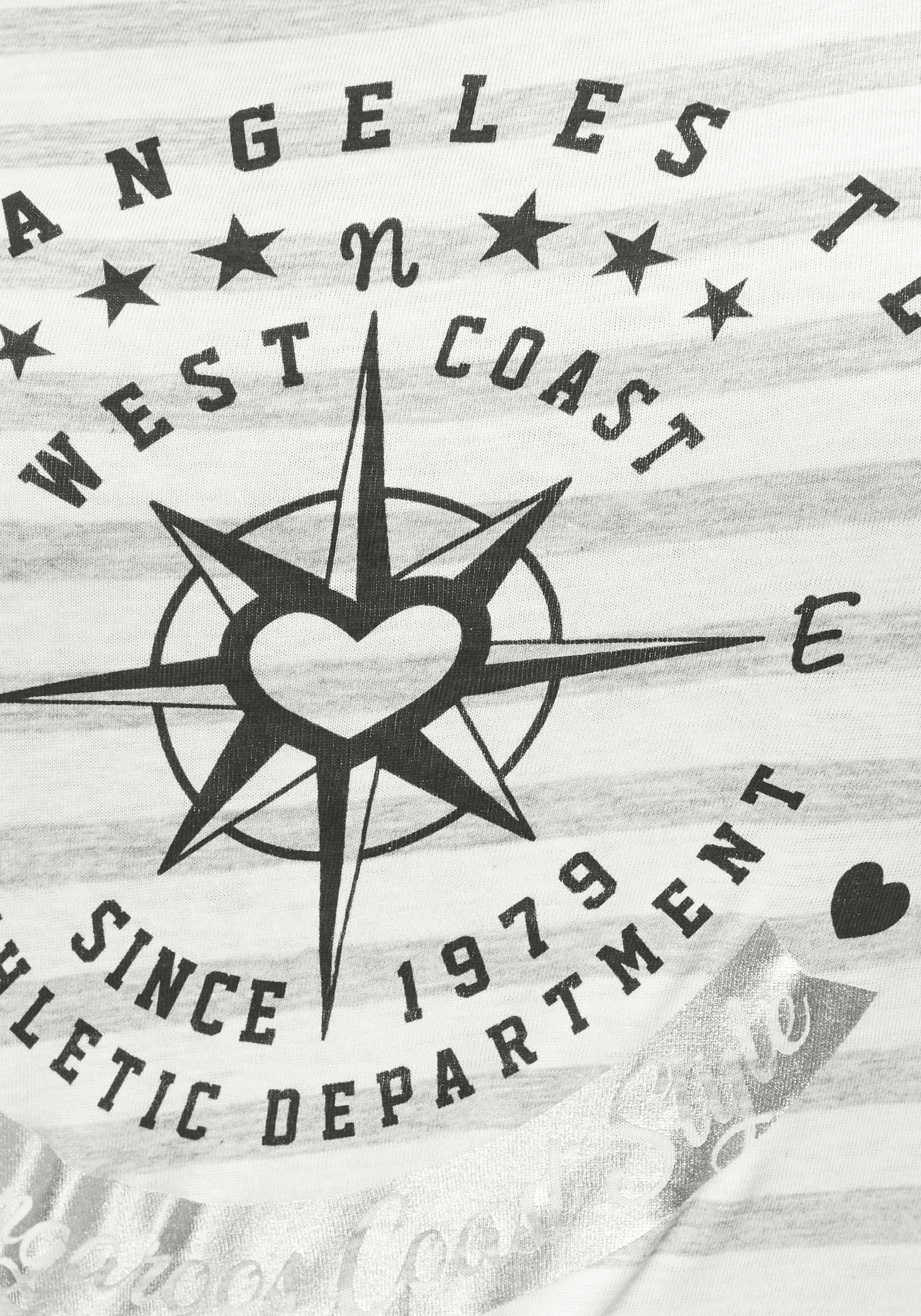 KangaROOS Print-Shirt Kurzarm,  figurbetonter Schnitt,  mit Metallic-Print