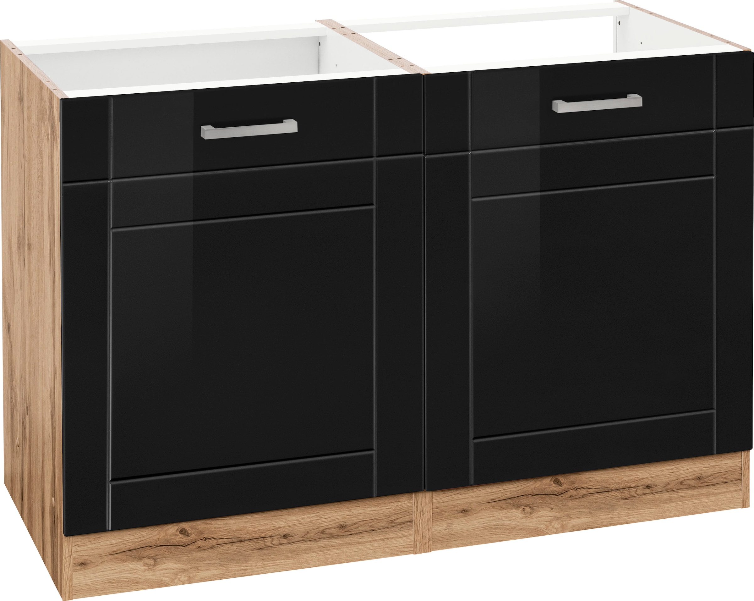 KOCHSTATION Spülenschrank "KS-Tinnum", 120 cm breit, MDF-Fronten, Metallgri günstig online kaufen