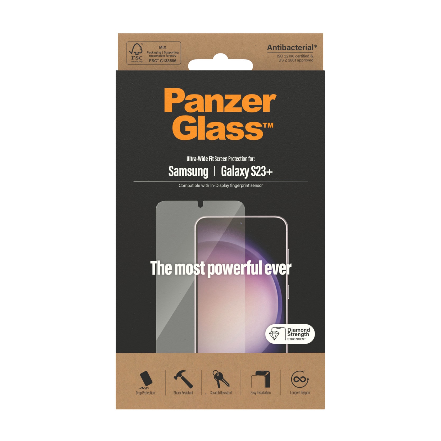 PanzerGlass Displayschutzfolie »Ultra-Wide Fit Screen Protector«, für Samsung Galaxy S23 Plus, (1 St.), Displayschutzfolie, Schutzfolie, Bildschirmschutz, kratz- & stoßfest