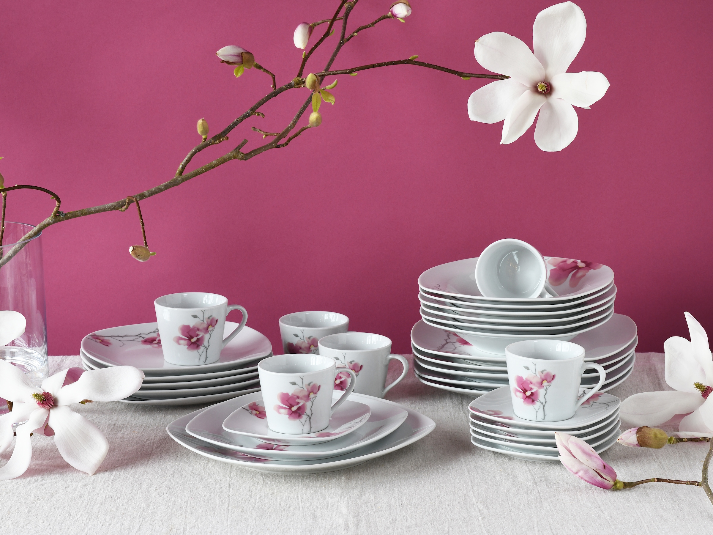 CreaTable Kombiservice »Amelie Aiko, Kombi-Service 30-tlg«, (Set, 30 tlg.), Blumendekor