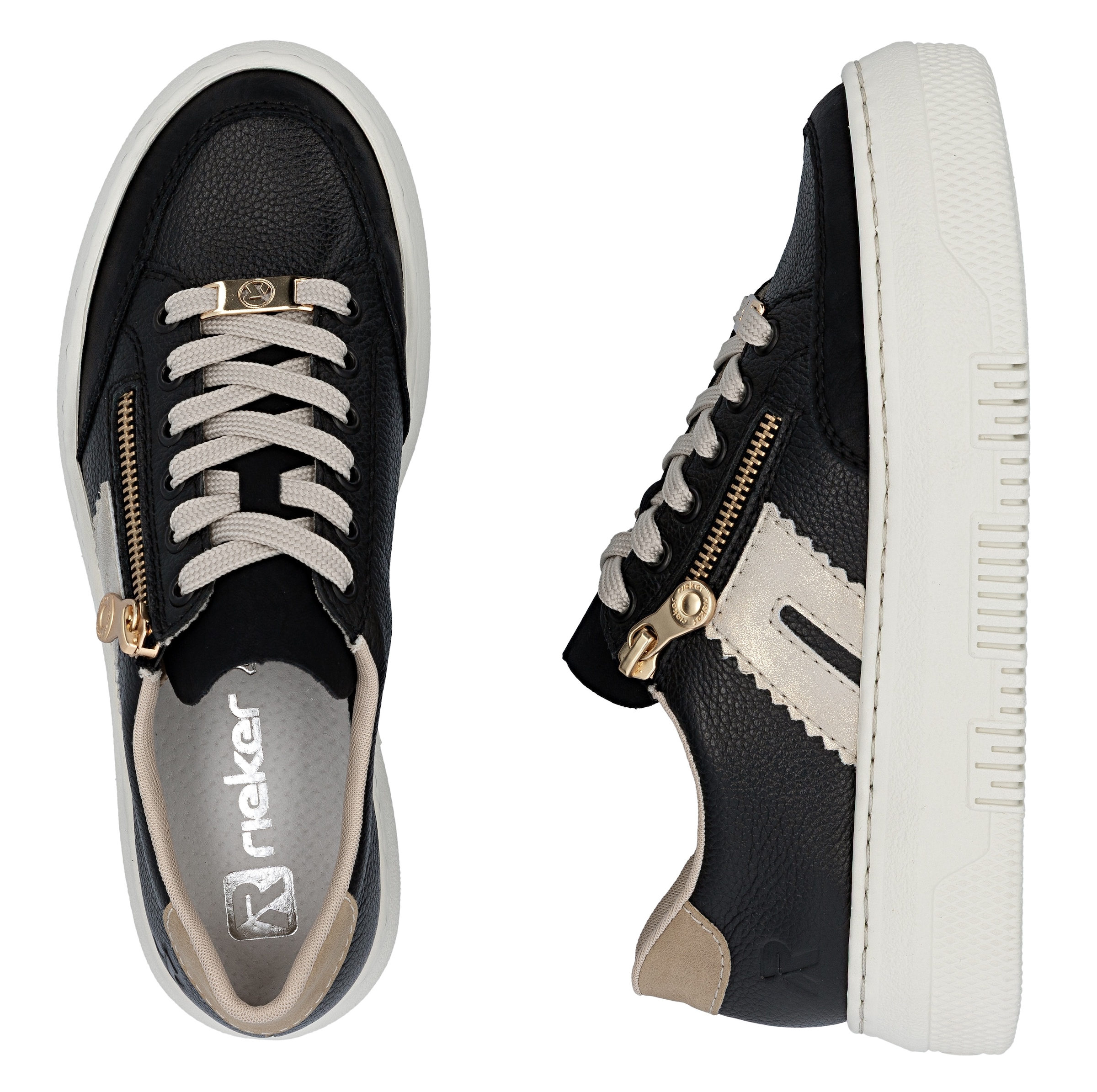 Rieker Plateausneaker  Schnürschuh, Halbschuh, Freizeitschuh mit seitlichem Reißverschluss