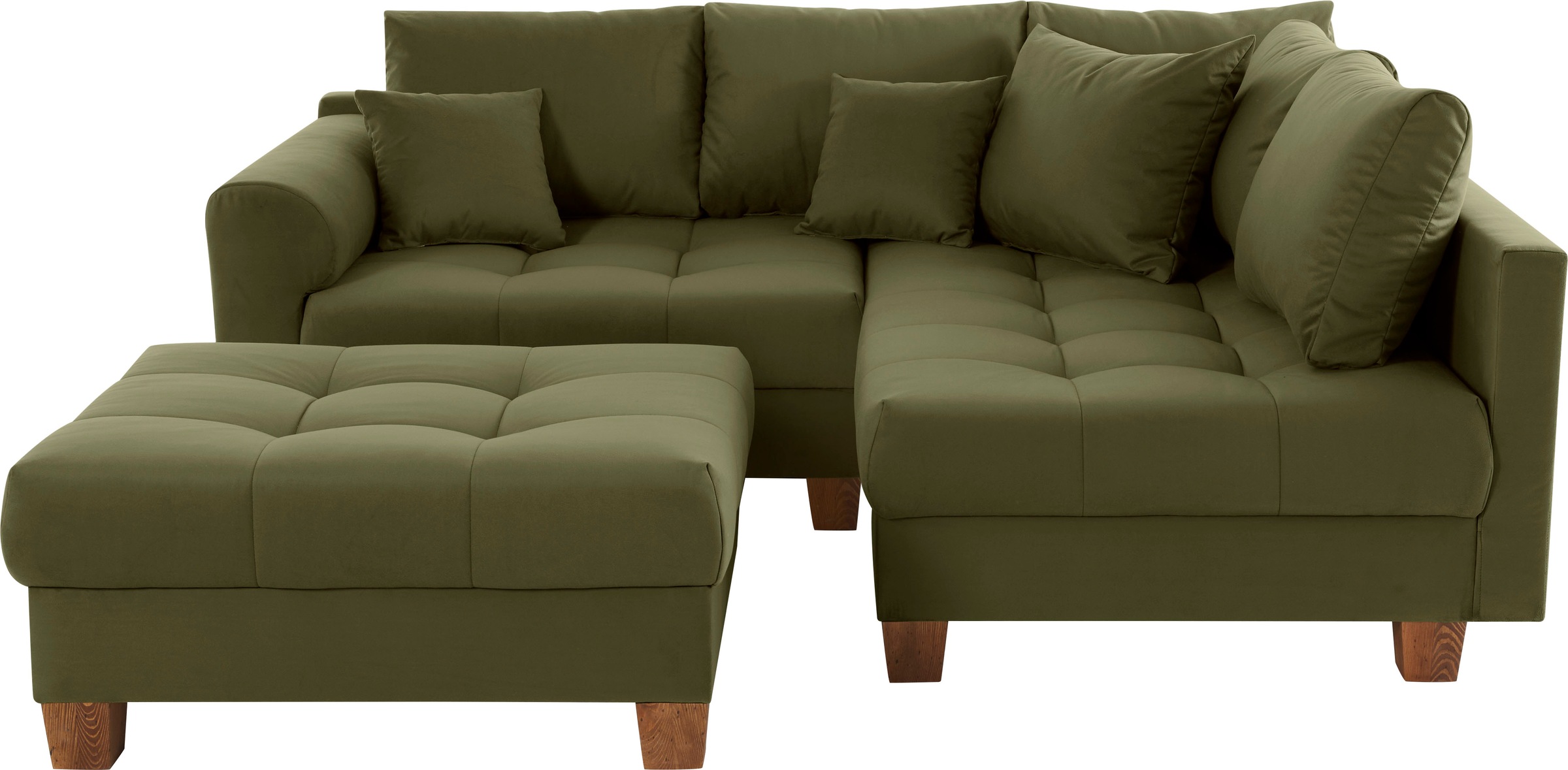 Home affaire Ecksofa »Rice L-Form, B: 216 cm« Set: Sofa & Hocker, mit 3 Zie günstig online kaufen