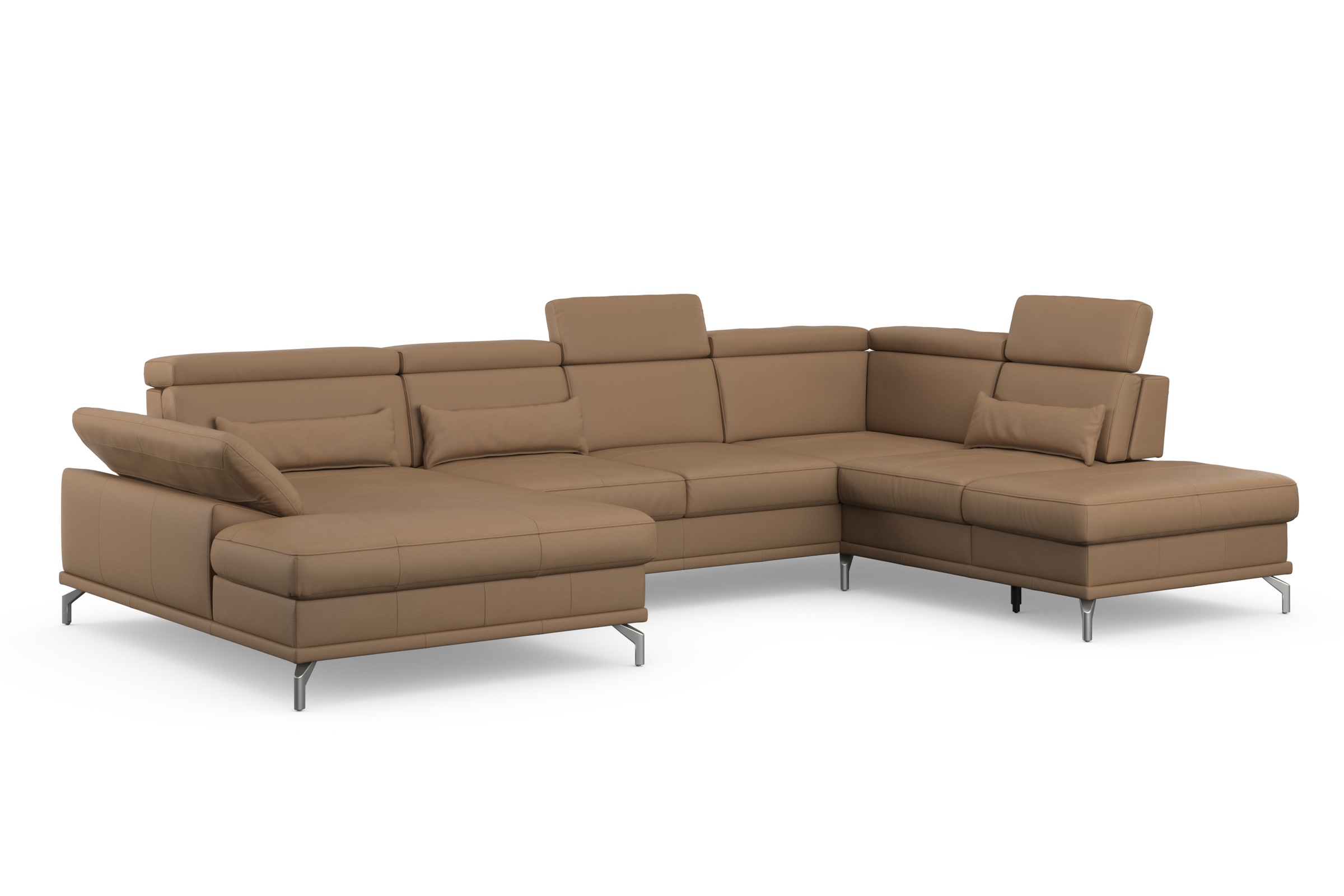 sit&more Wohnlandschaft »Cabrio U-Form, mit Sitztiefenverstellung, Arm- und Kopfteilverstellung«, 3 Nierenkissen, Federkern, optional Bettfunktion und Stauraum