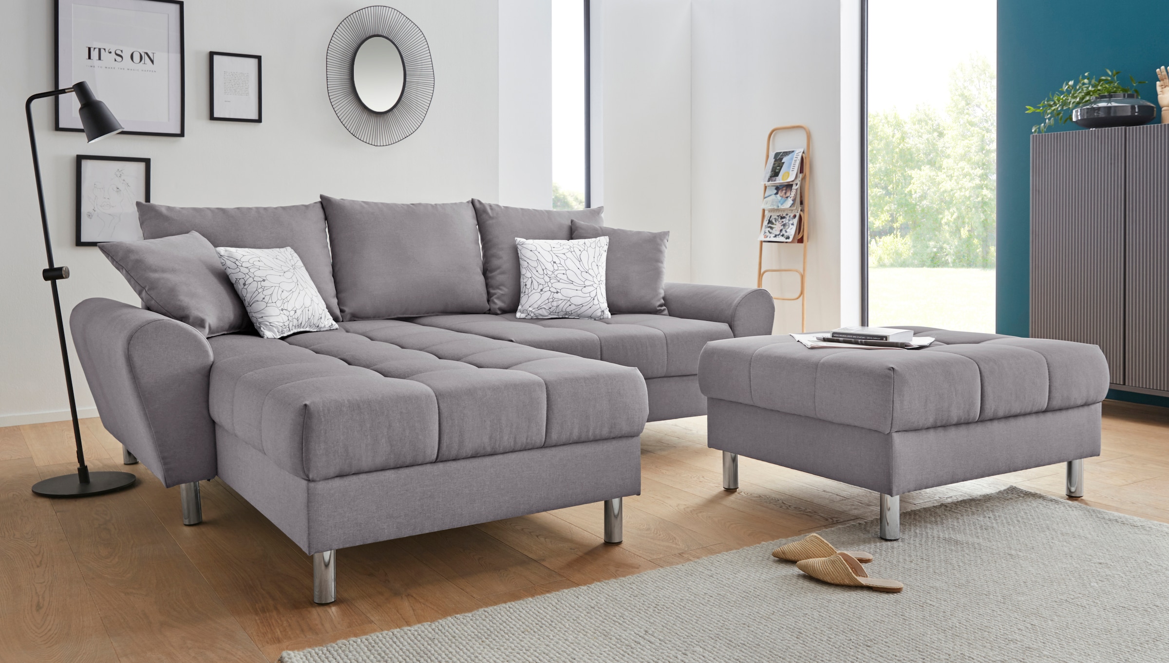 COLLECTION AB Ecksofa "Rada L-Form", inklusive Hocker, Bettfunktion und Fed günstig online kaufen