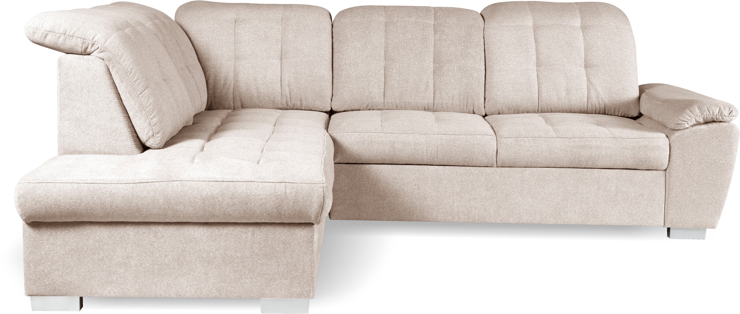 WERK2 Ecksofa »Brindisi, bequem und komfortabel, L-Form«, mit verstellbaren Kopfteilen, Bettfunktion & Bettkasten