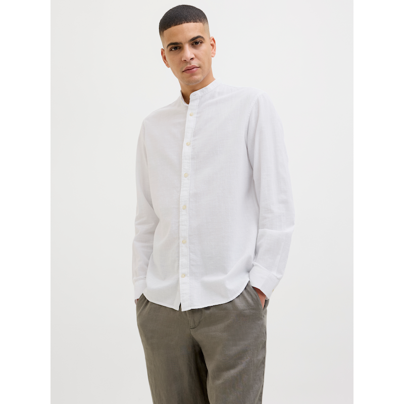 JACK & JONES Langarmhemd »JJESUMMER BAND SHIRT LS SN« mit Bandkragen White S - N-Gr N-Gr S Cooles Hemd von Jack & Jones