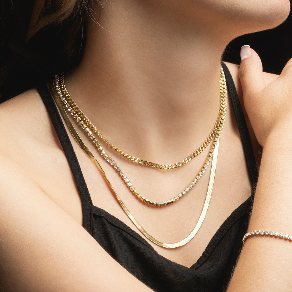 Lotus Edelstahlkette »Iconic - Layering« mit Glasstein