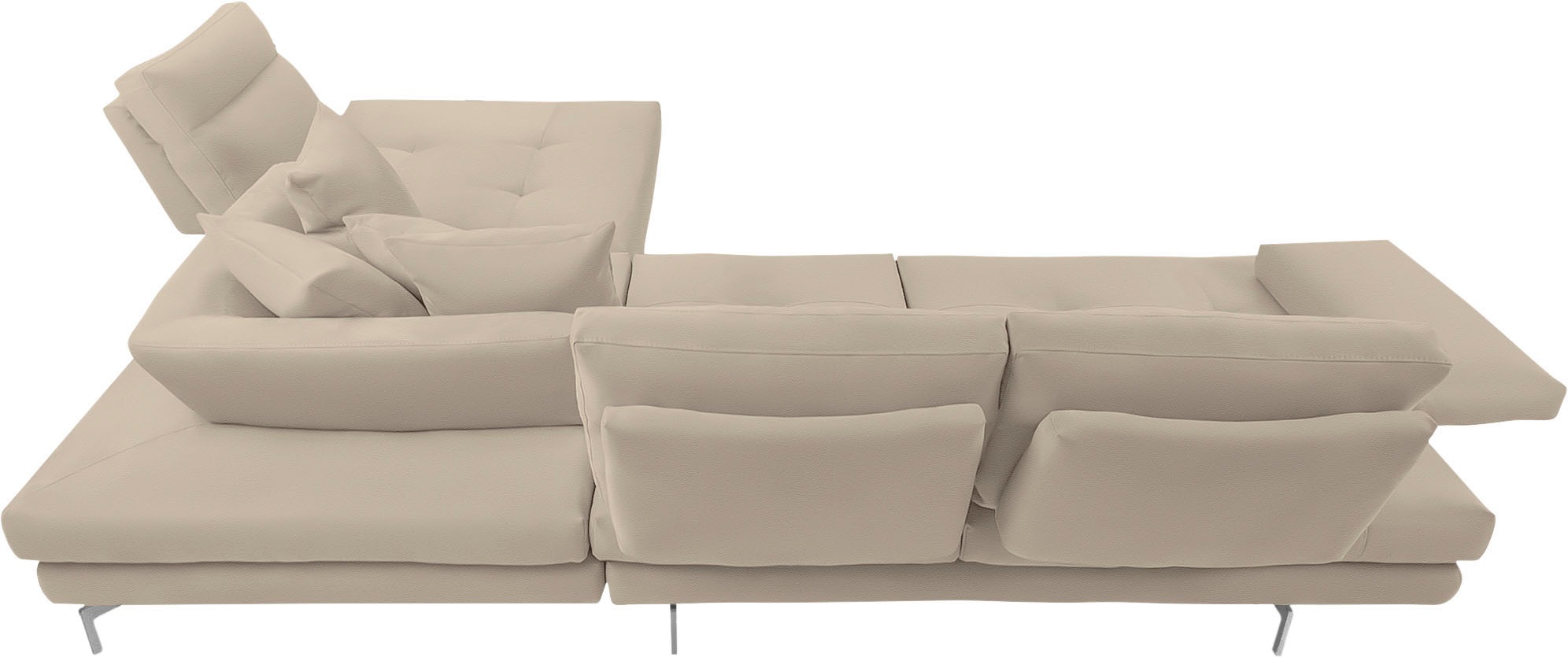 CALIA ITALIA Ecksofa »Toby Wing, L-Form, Designsofa mit sensationellem Sitzkomfort«, Sitztiefenverstell.,wahlw. mit Kissen-Set, Füße chrom glänzend