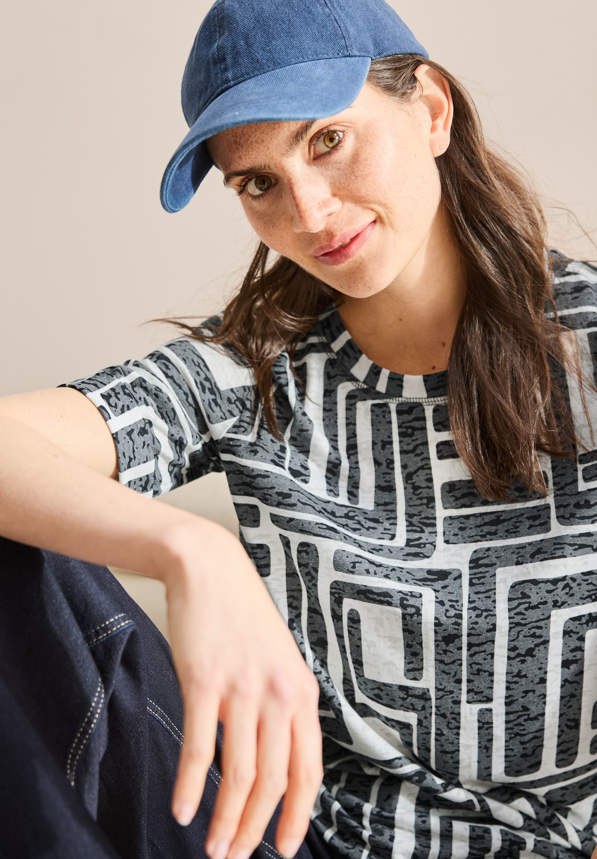 Cecil T-Shirt, in Ausbrenner-Optik, gemustert