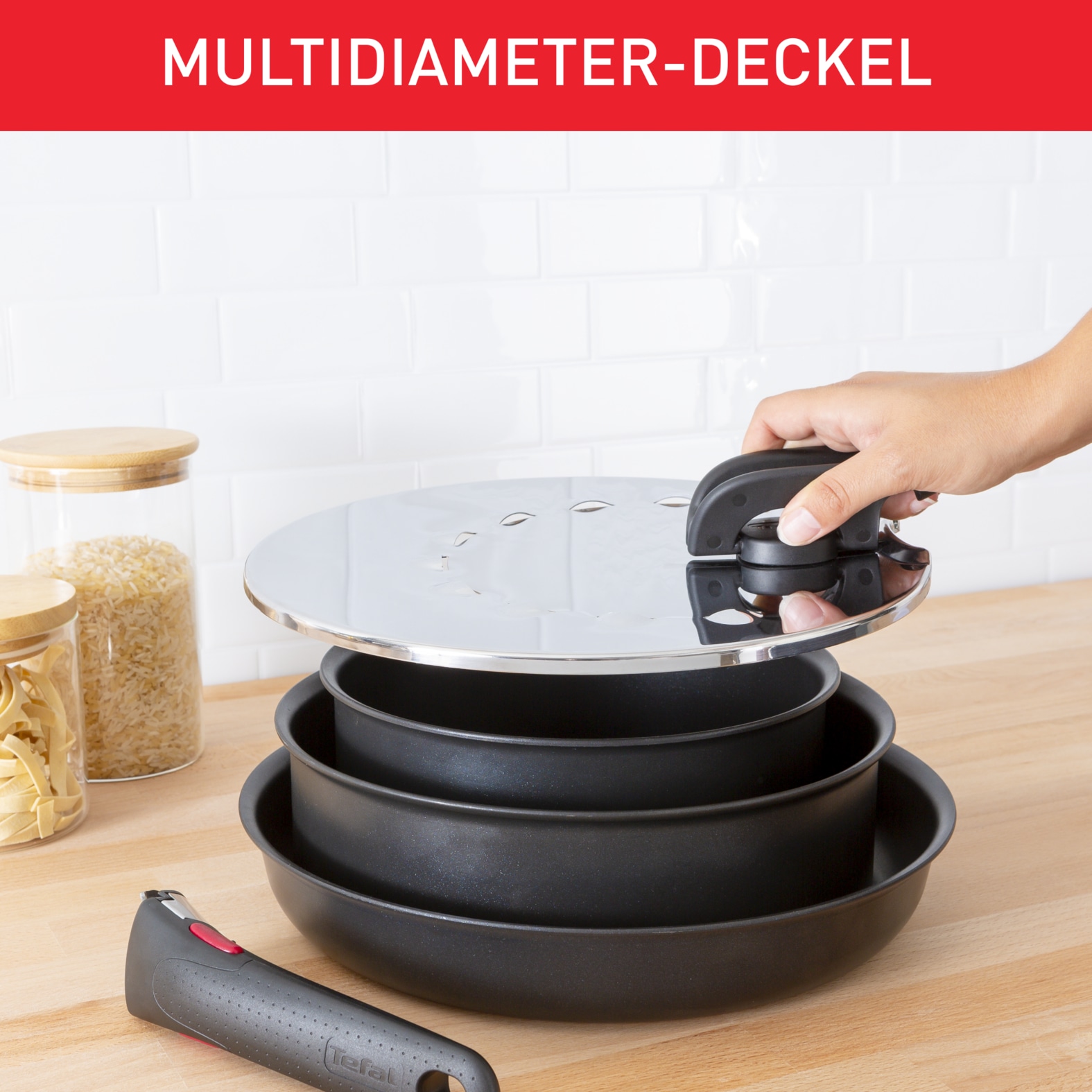 Tefal Universaldeckel »Tefal L98298 Ingenio«, (1 tlg.), 20-28 cm, mit Ingenio Töpfen und Pfannen kompatibel