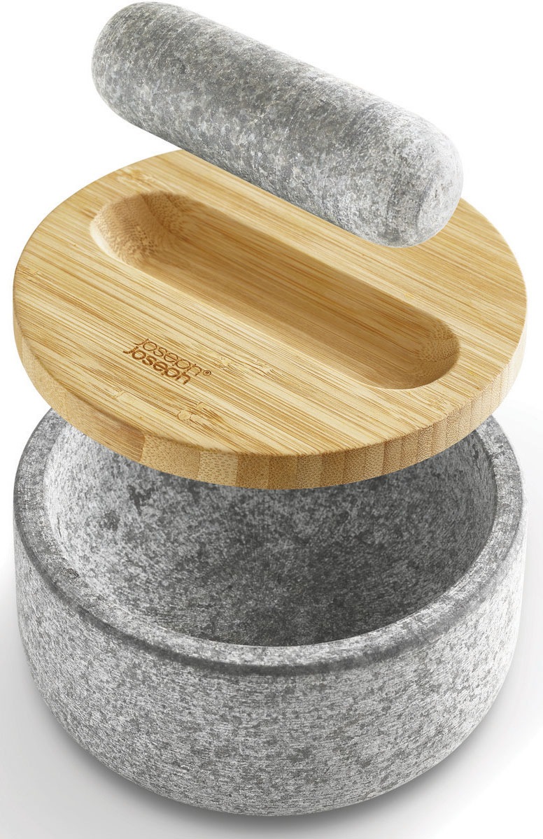Joseph Joseph Mörser »Dash«, (Set, 3 tlg.), aus Granit mit Bambusdeckel