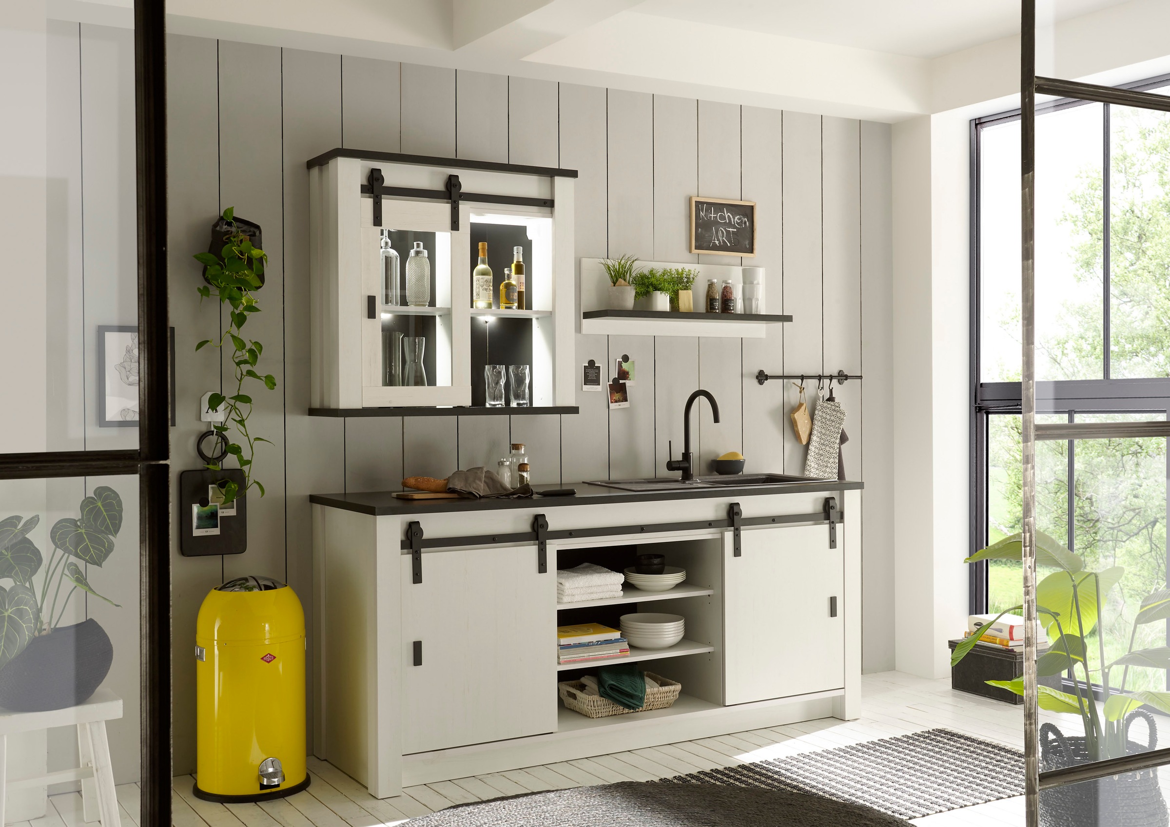 Home affaire Hängeschrank "Sherwood" mit Scheunentorbeschlag aus Metall, Hö günstig online kaufen