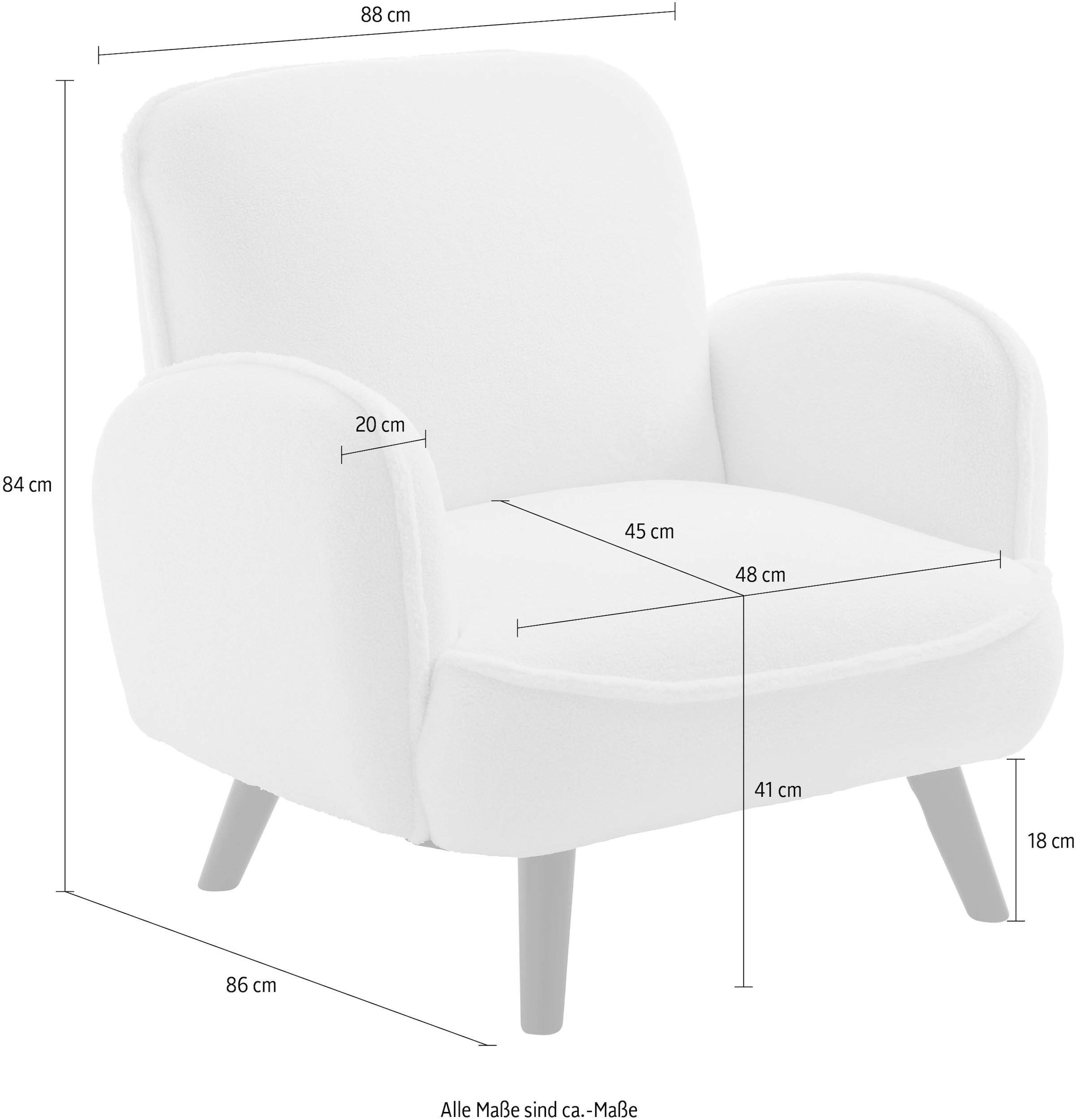 ATLANTIC home collection Sessel »Ben«, mit Wellenunterfederung, Massivholzfüße, frei im Raum stellbar