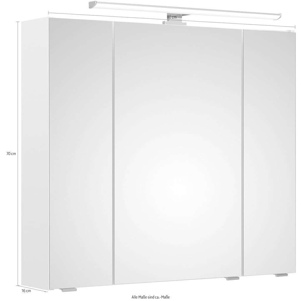 Saphir Spiegelschrank »Quickset Badschrank, 3 Spiegeltüren, 6 Einlegeböden, 80 cm breit«