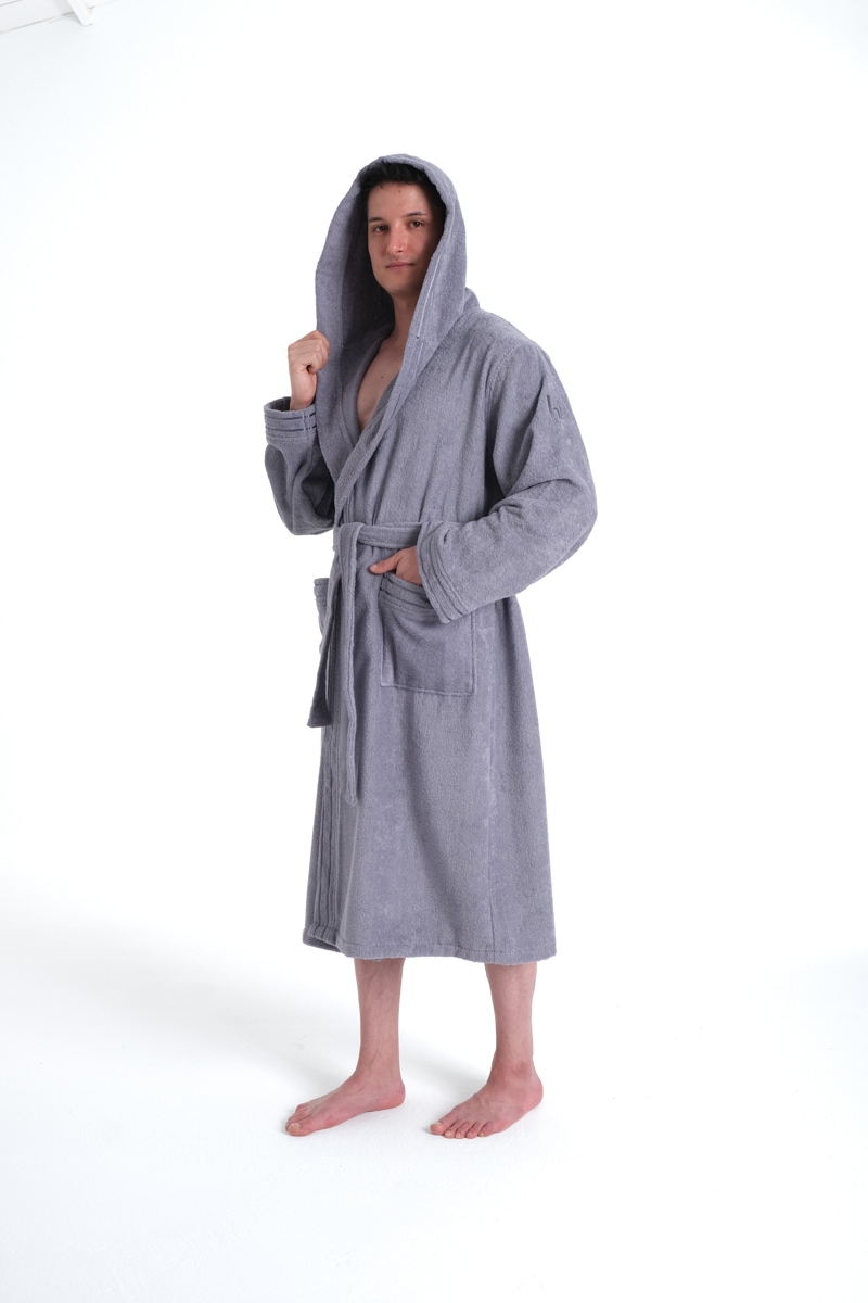 Bruno Banani Herrenbademantel »Clement, ideal für Sauna & Spa, Hotelbademantel, Morgenmantel«, (1 St.), 100% Baumwolle, einfarbig, glänzende Streifen-Bordüre, Taschen, S-4XL