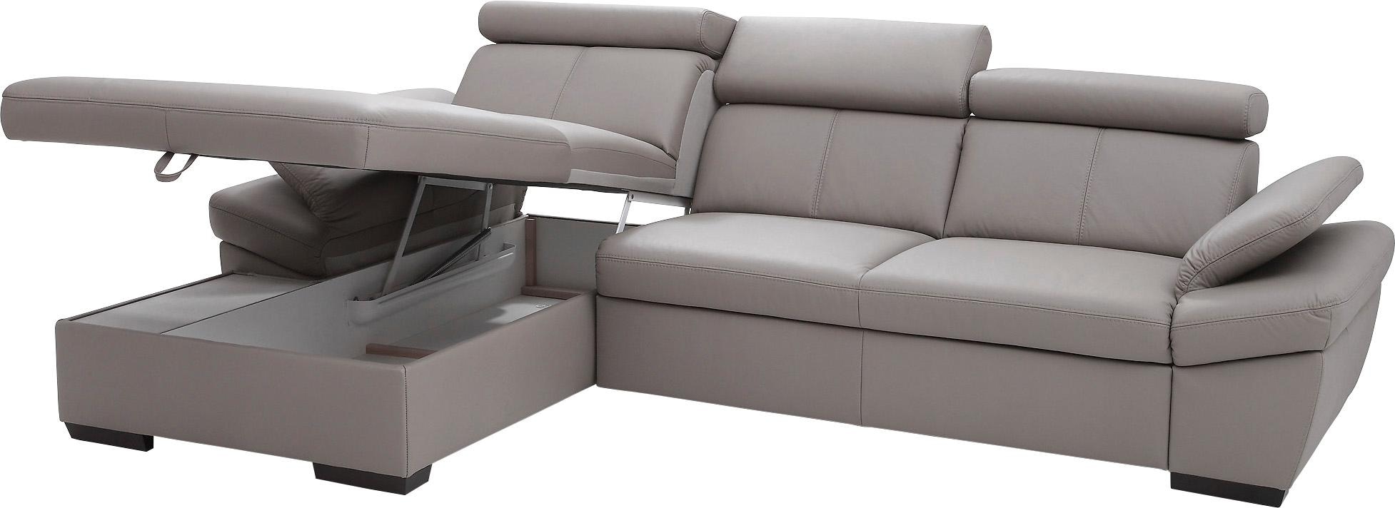 exxpo - sofa fashion Ecksofa »Salerno, klassisch modernes Funktionssofa, hoher Sitzkomfort, L-Form«, inkl. Kopf- und Armteilverstellung, wahlweise mit Bettfunktion