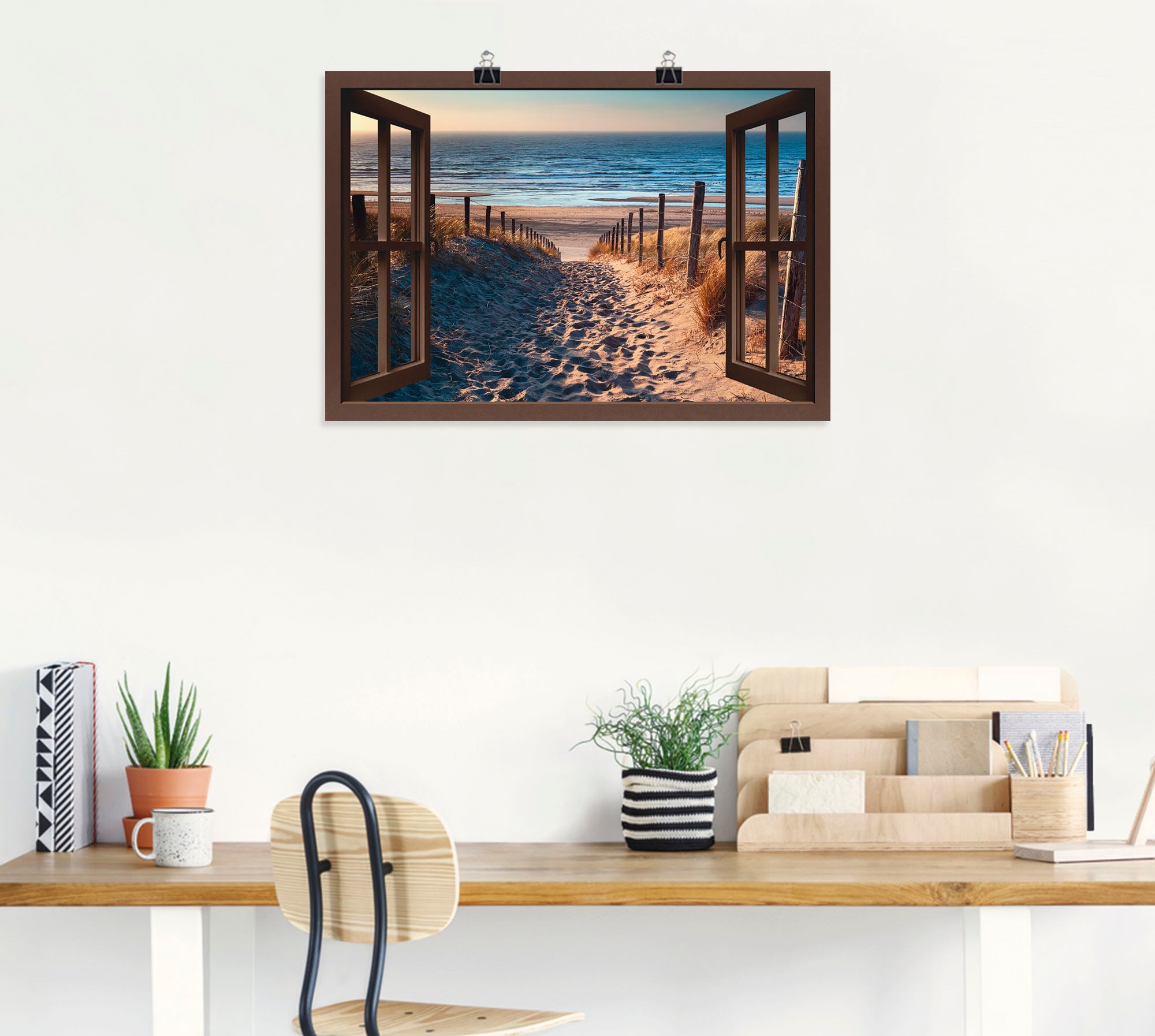 Artland Leinwandbild »Fensterblick Weg zum Nordseestrand« Strand 1 Stk. tlg günstig online kaufen