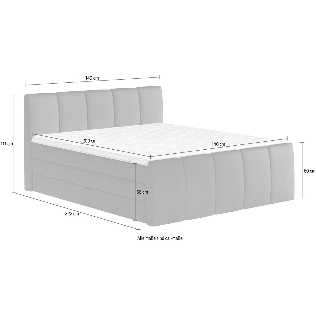 INOSIGN Boxspringbett »Fresco«, incl. 2 Bettkästen, Liegehöhe 60 cm, Kaltschaumtopper