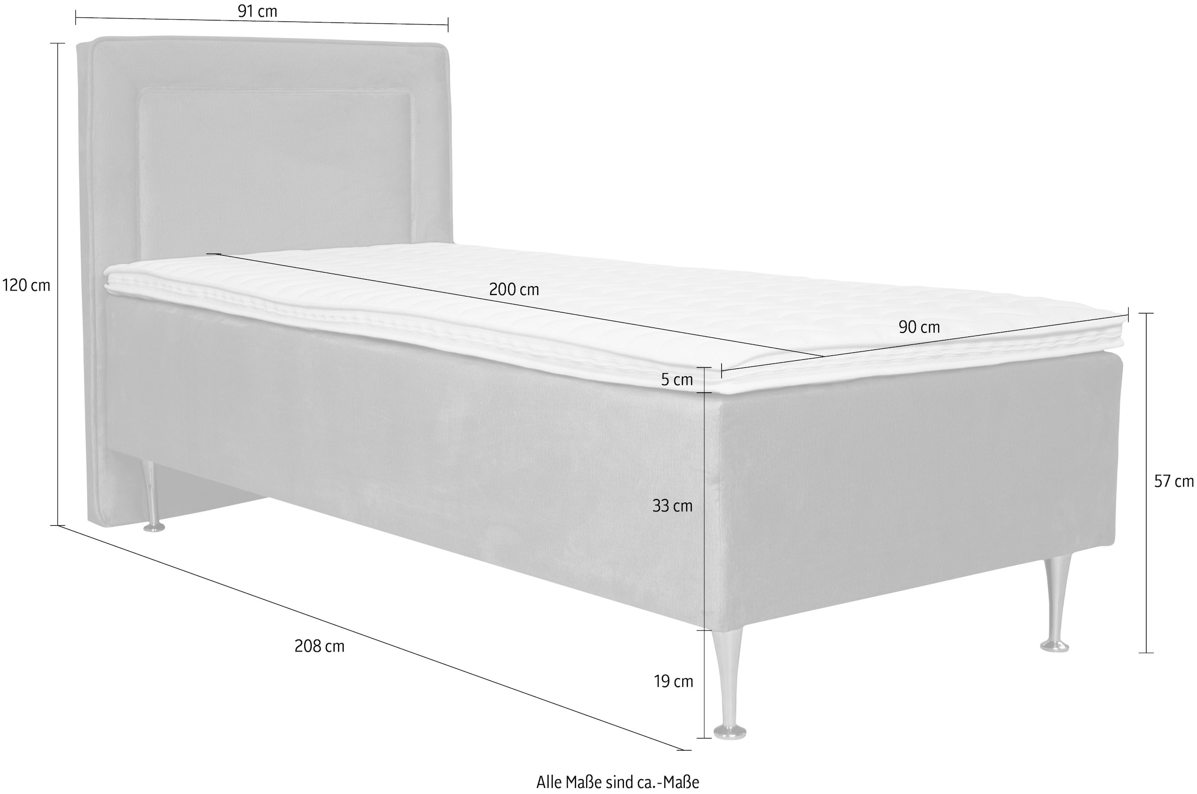 INOSIGN Boxspringbett »Hacer«, Topper, H2 oder H3 und in Breiten 70,80,90,120,140,160,180 wählbar