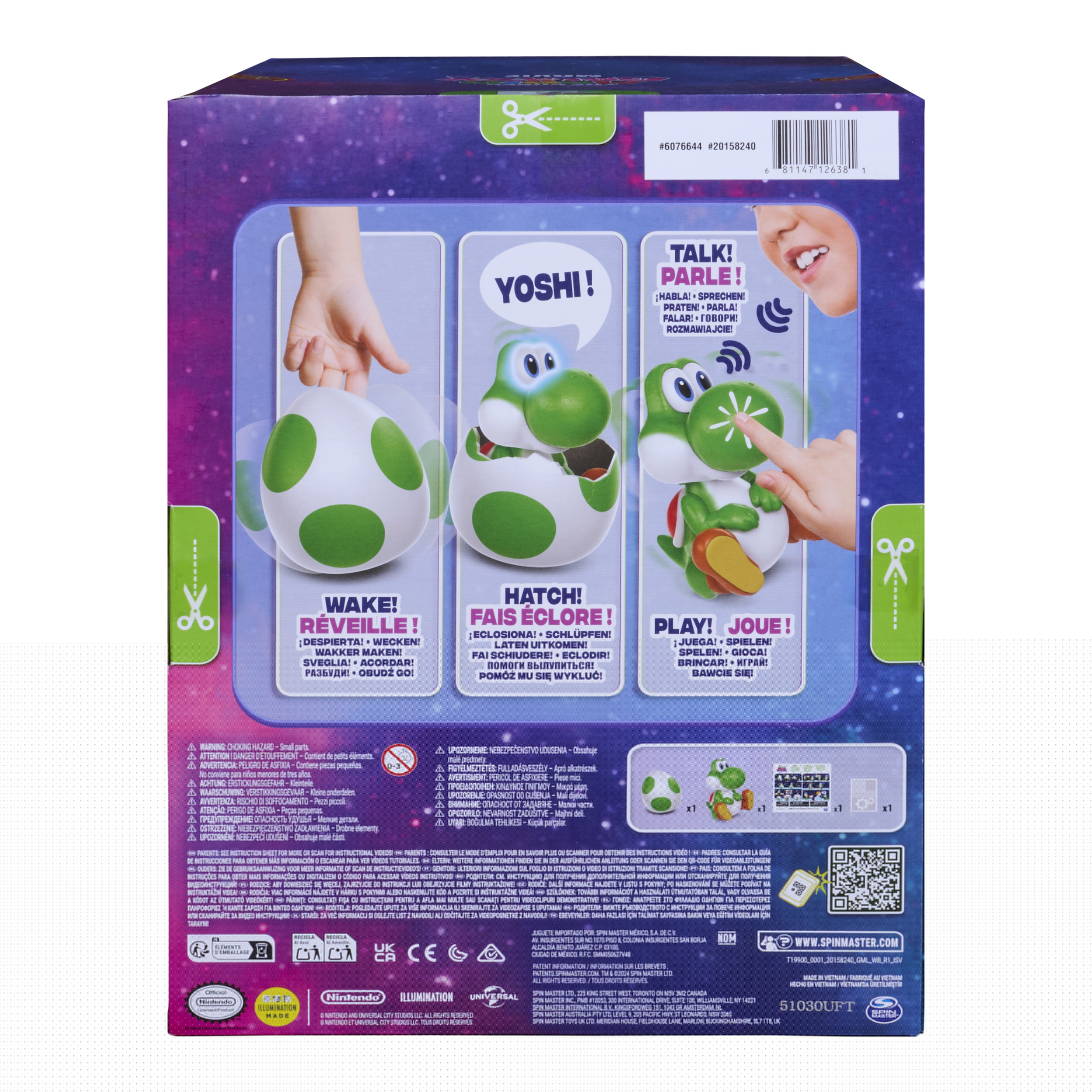 Spin Master Spielfigur »Super Mario Galaxy Film, Hatchin' Yoshi, Interaktiver Yoshi im Ei« mit Sound- und Bewegungseffekten