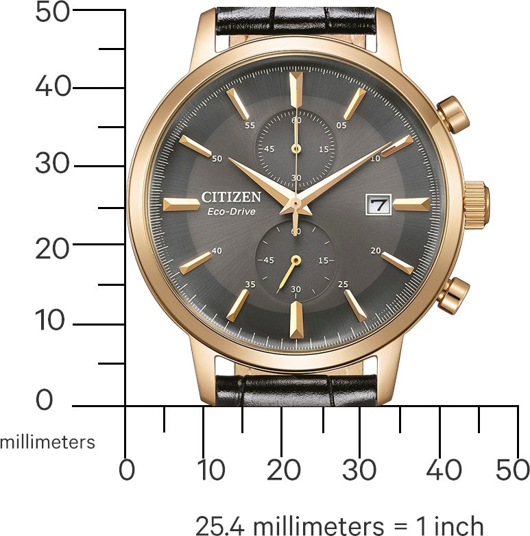Citizen Chronograph, Armbanduhr, Herrenuhr, Solar, Stoppfunktion, Lederarmband